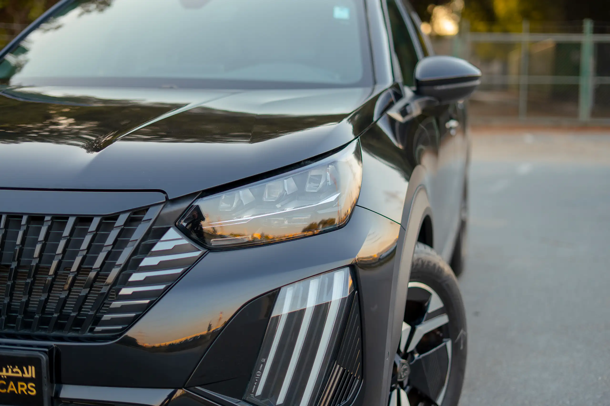 Used 2024 Peugeot 2008 GT Black – Headlight Close-up at First Choice Cars Sharjah