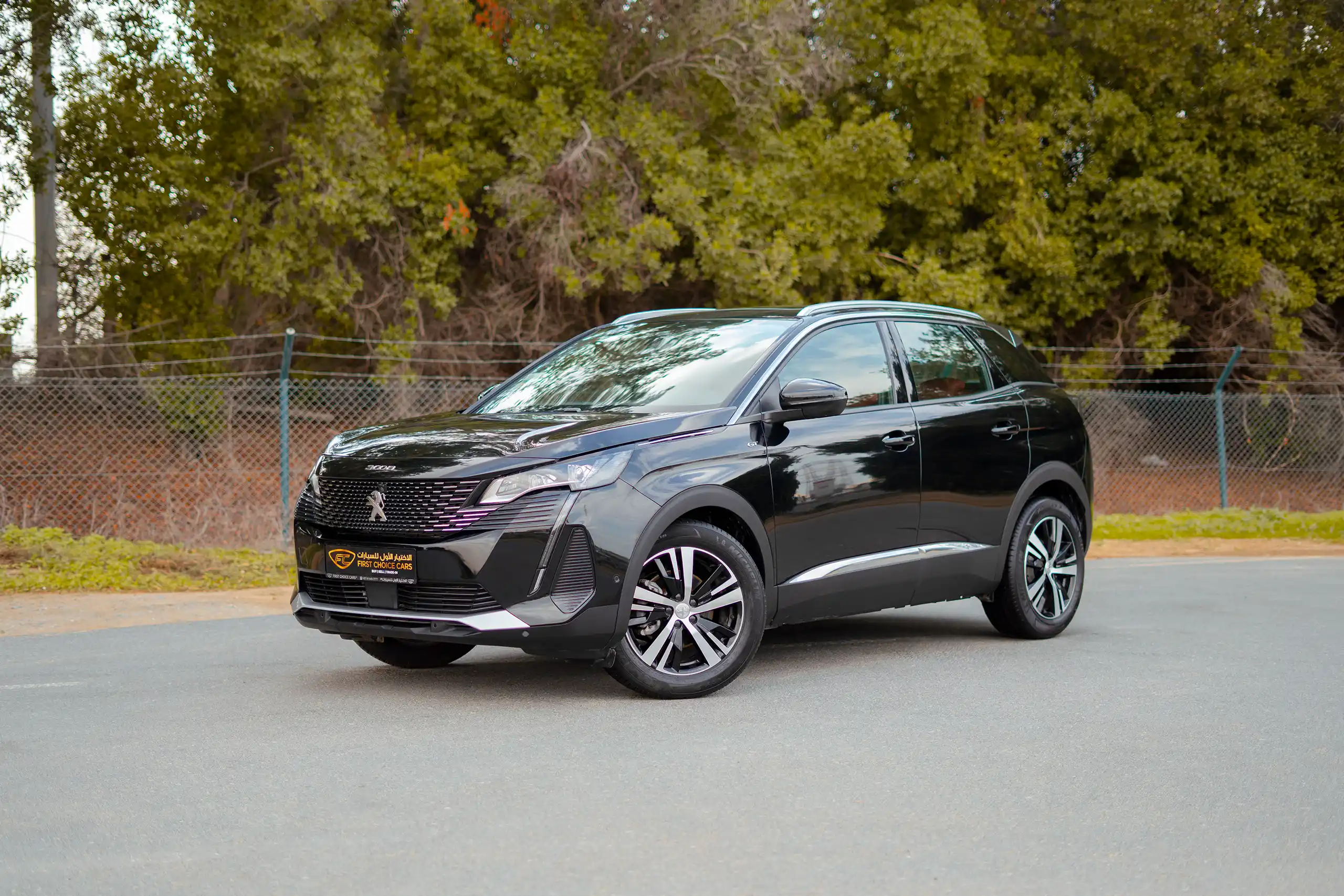 Used 2024 Peugeot 3008 GT Black – Left Front Diagonal (45°) View at First Choice Cars Sharjah