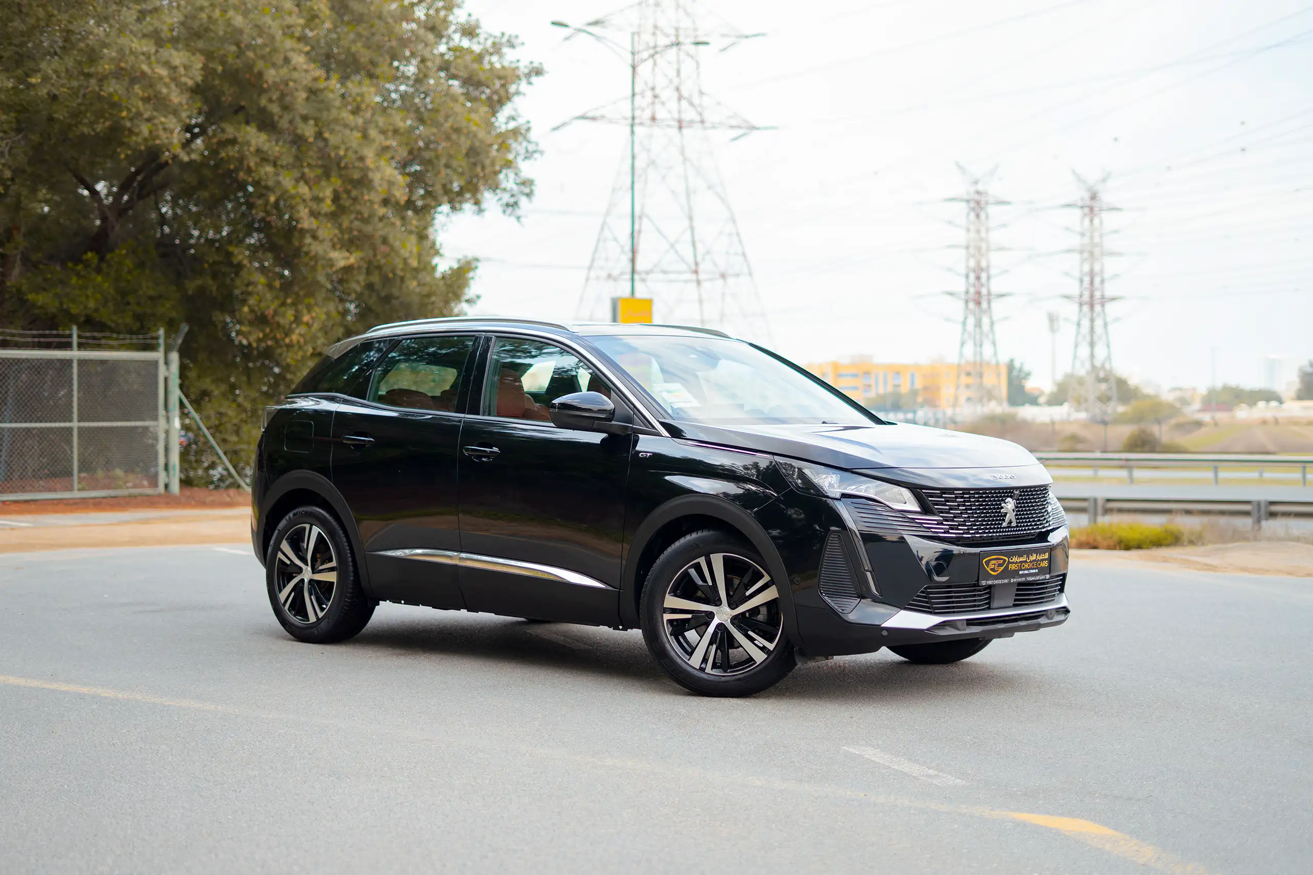 Used 2024 Peugeot 3008 GT Black – Right Front Diagonal (45°) View at First Choice Cars Sharjah