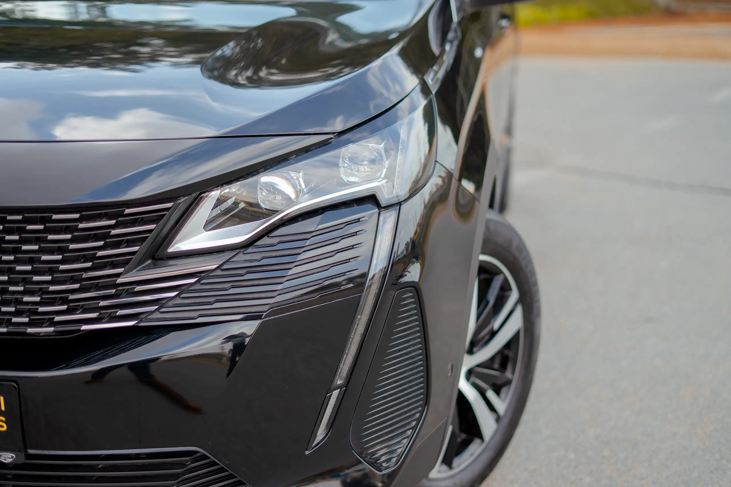 Used 2024 Peugeot 3008 GT Black – Headlight Close-up at First Choice Cars Sharjah