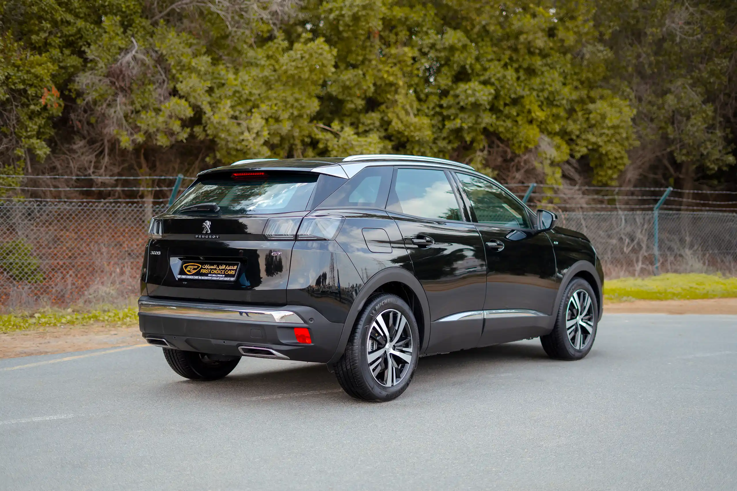 Used 2024 Peugeot 3008 GT Black – Right Back Diagonal (45°) View at First Choice Cars Sharjah