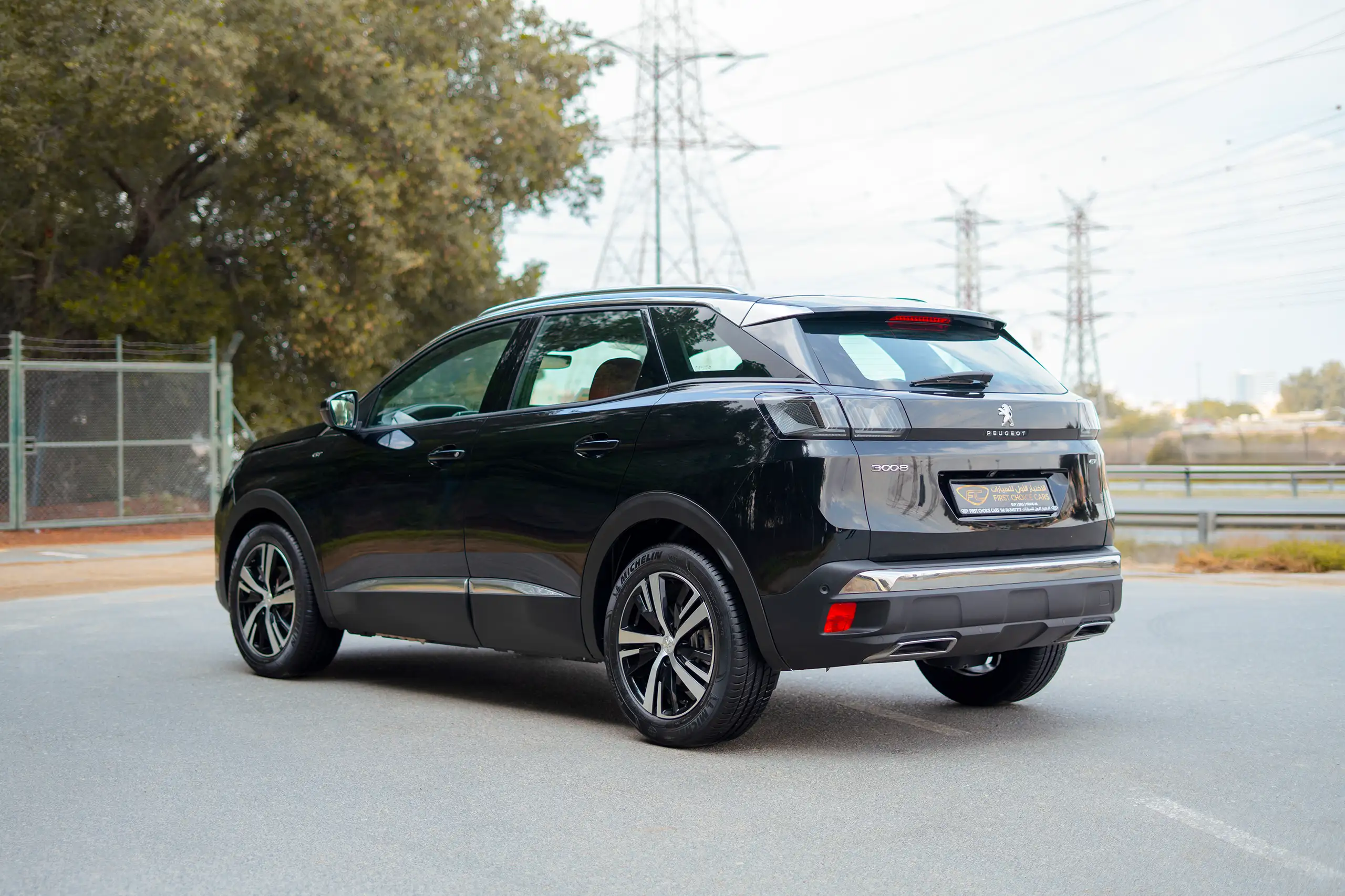 Used 2024 Peugeot 3008 GT Black – Left Back Diagonal (45°) View at First Choice Cars Sharjah