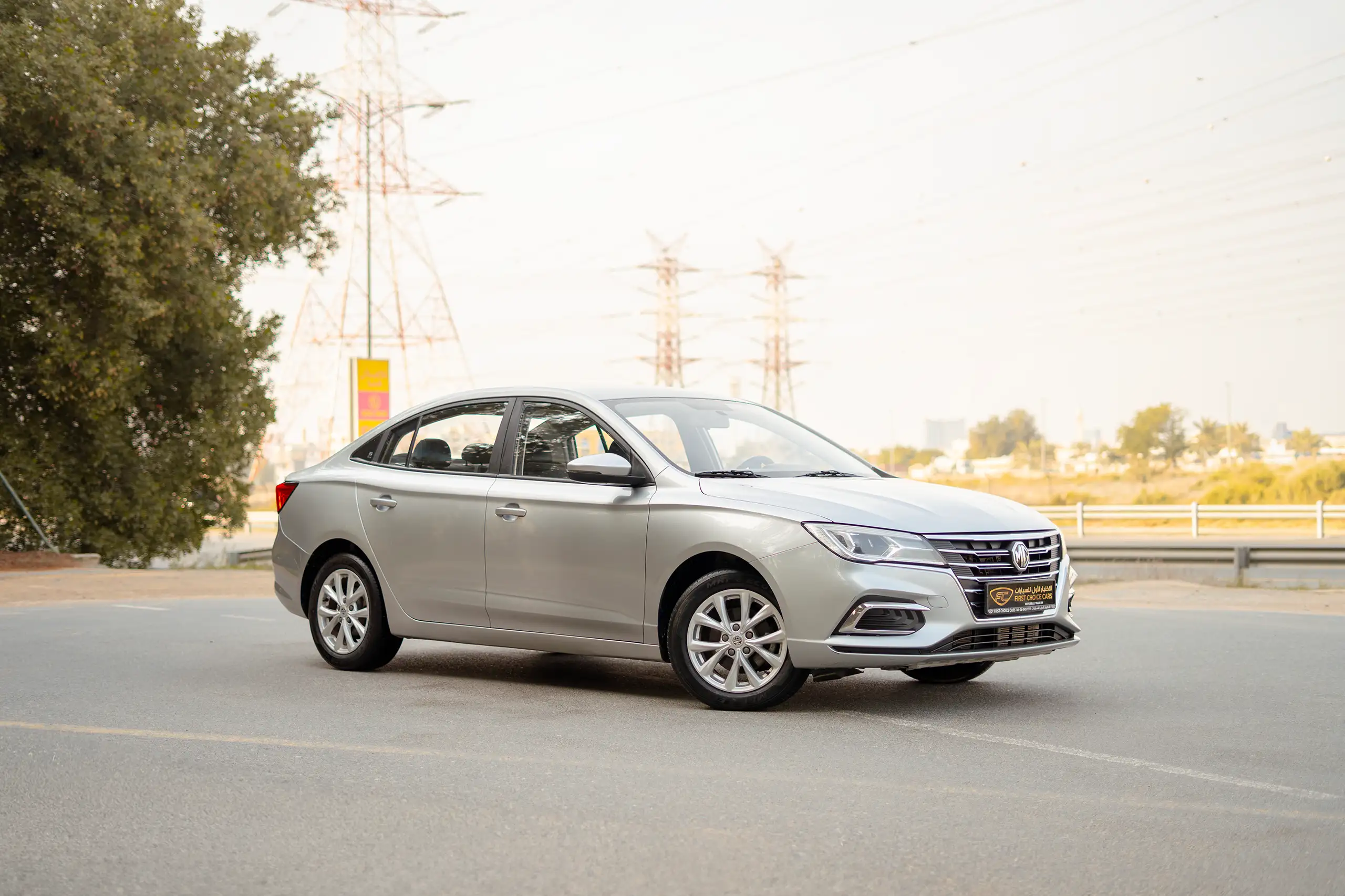 Used 2022 MG 5 Comfort Silver – Right Front Diagonal (45°) View at First Choice Cars Sharjah