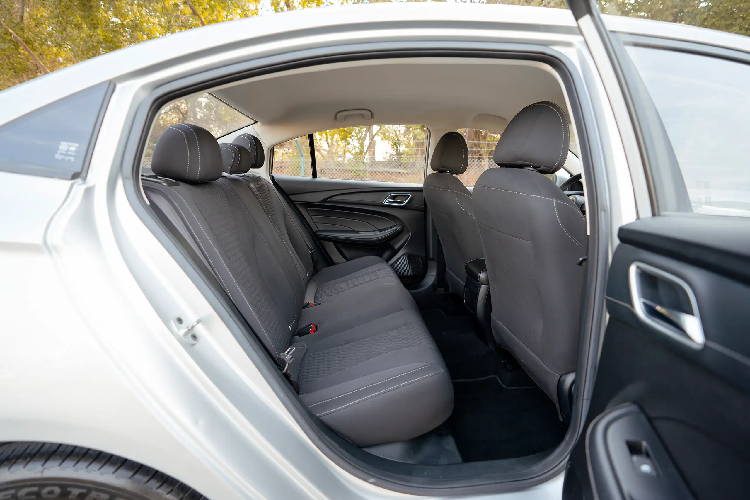 Used 2022 MG 5 Comfort Silver – Rear Passenger Side Cabin View at First Choice Cars Sharjah