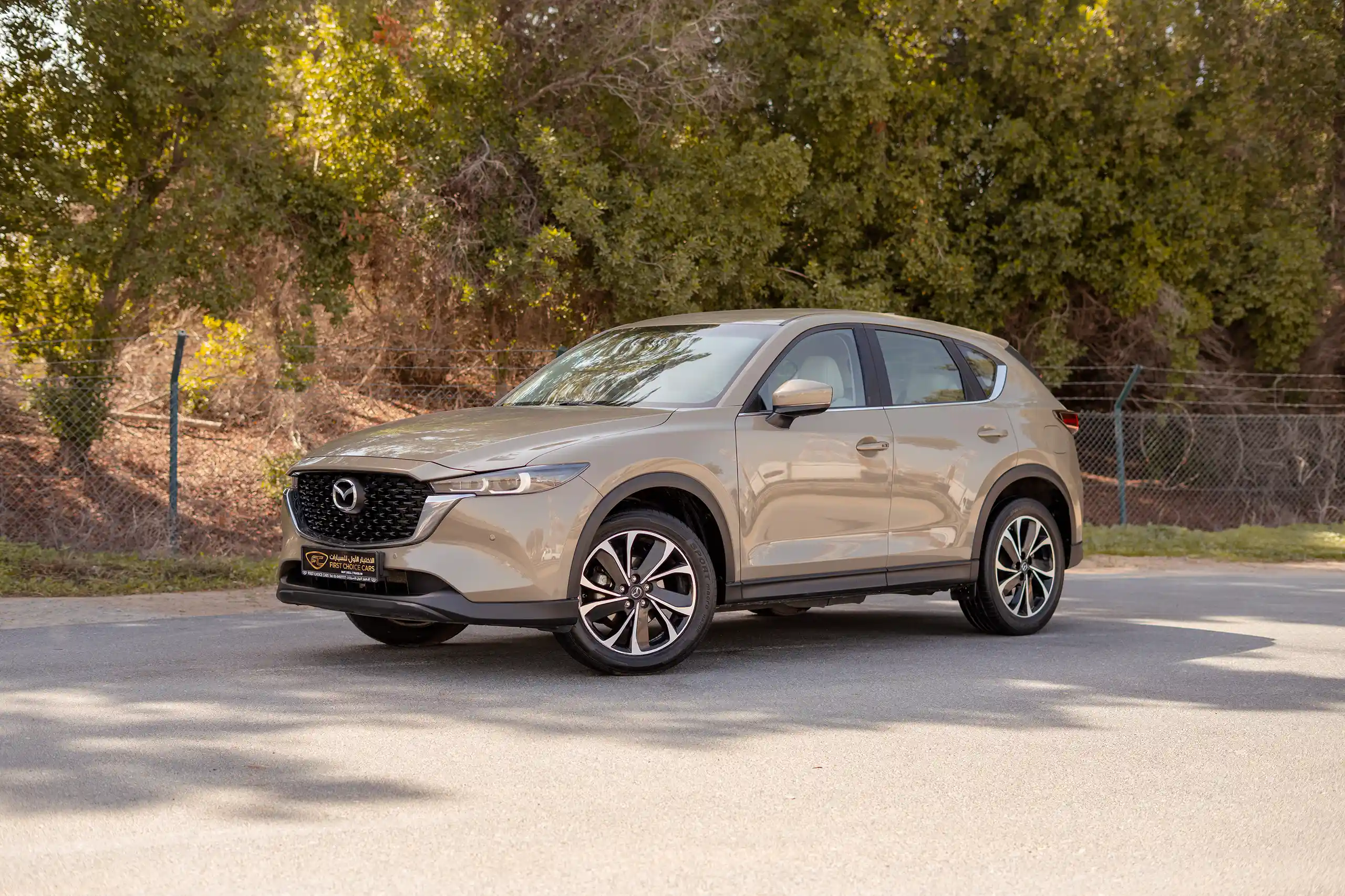 Used 2023 Mazda CX-5 GT Gold – Left Front Diagonal (45°) View at First Choice Cars Sharjah