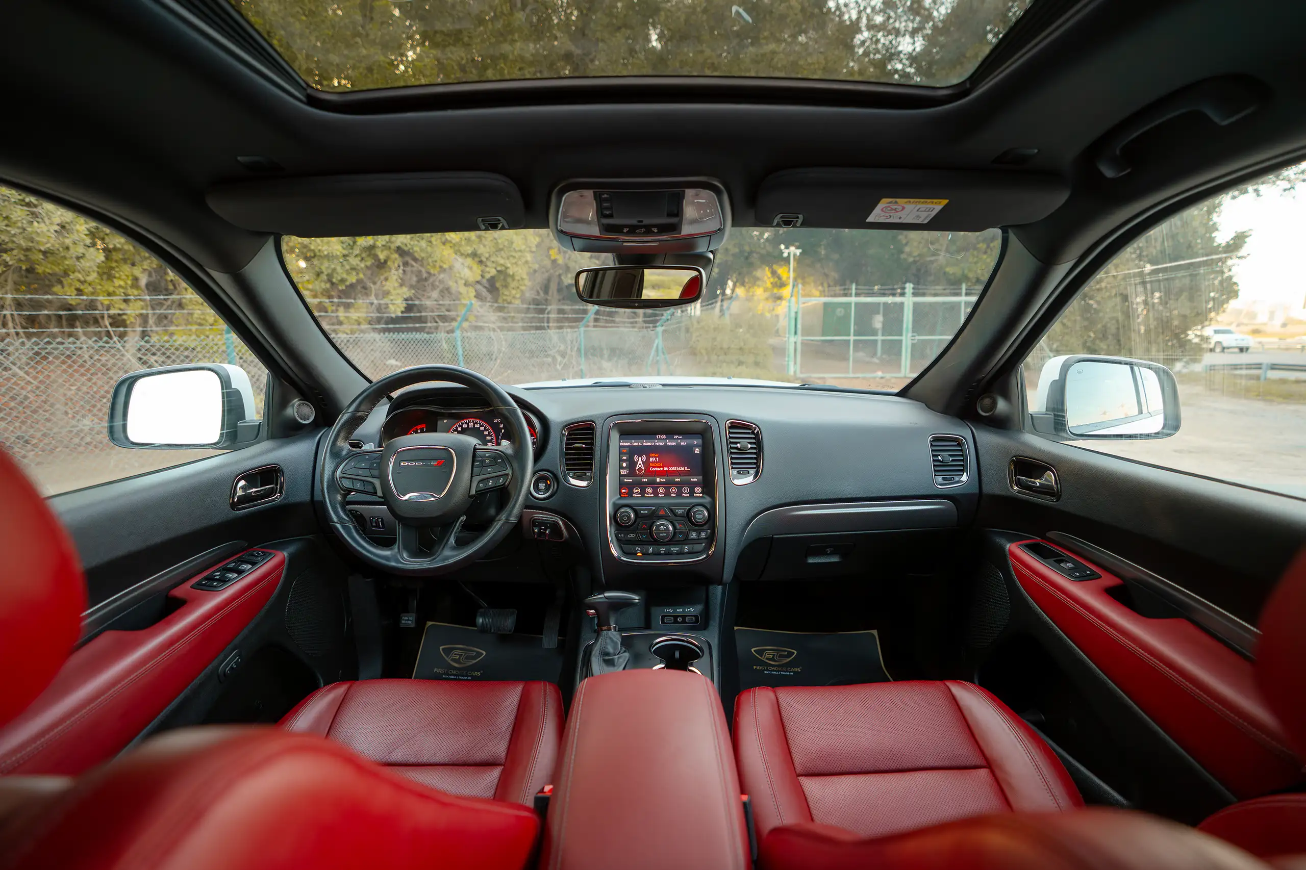 Used 2020 Dodge Durango R/T in White – Front Cabin / Dashboard Full View for Sale at First Choice Cars Dubai Sharjah