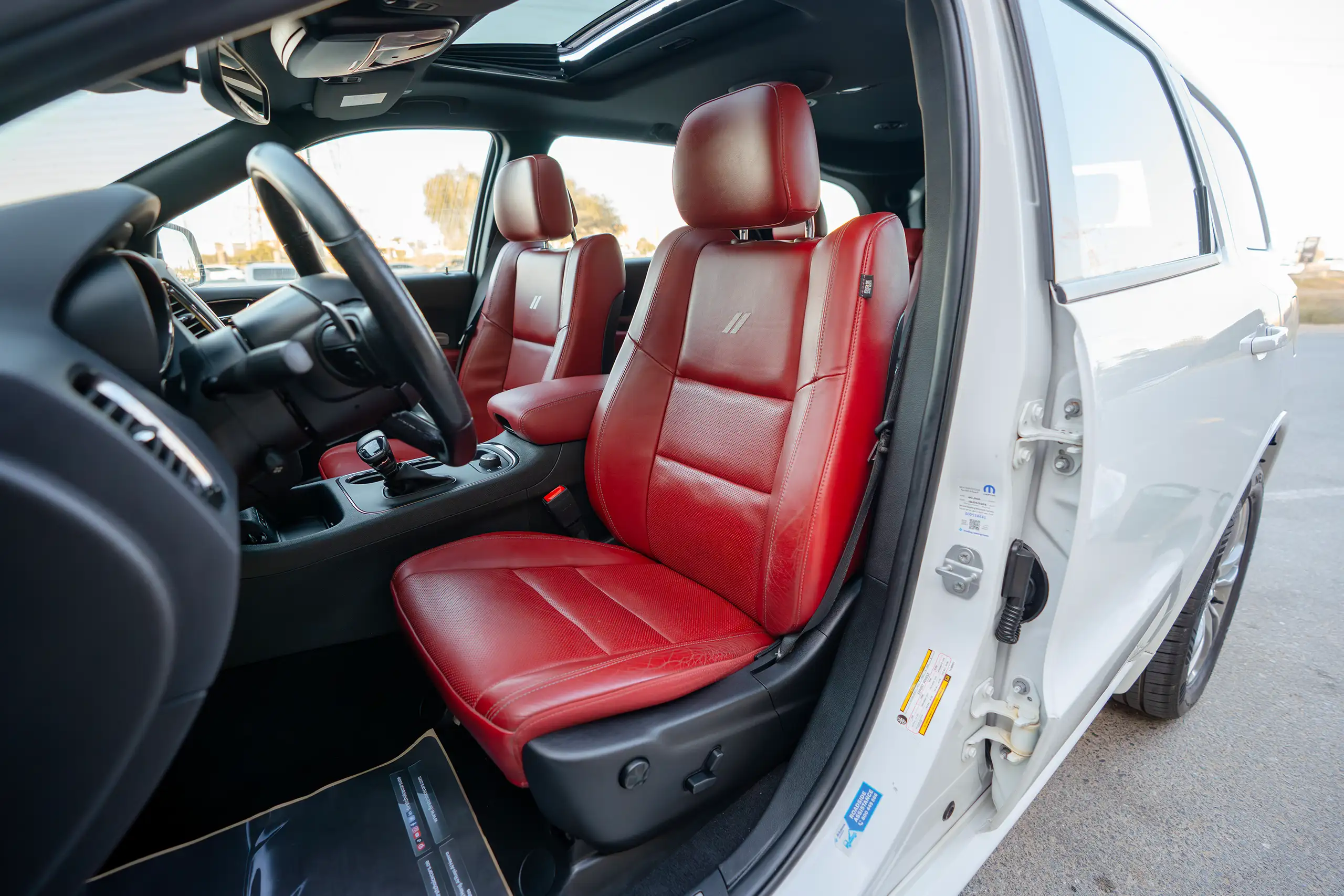 Used 2020 Dodge Durango R/T in White – Front Driver Side Cabin View for Sale at First Choice Cars Dubai Sharjah