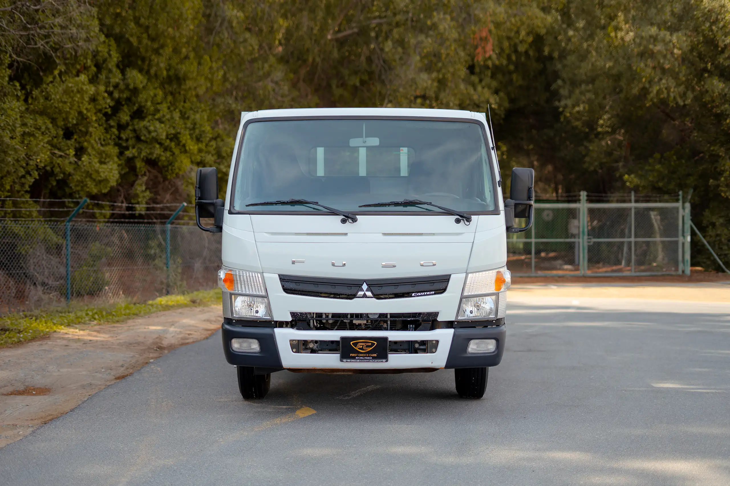 Used 2023 Mitsubishi Canter Cargo Body White – Front View at First Choice Cars Sharjah