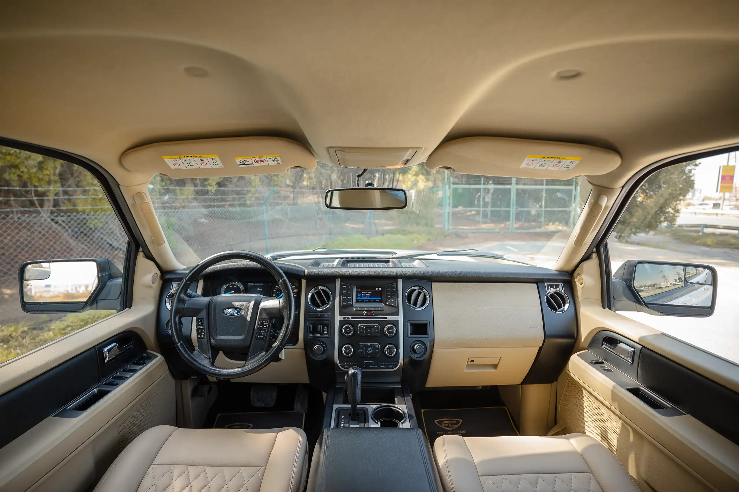 Used 2017 Ford Expedition XLT White – Front Cabin / Dashboard Full View at First Choice Cars Sharjah