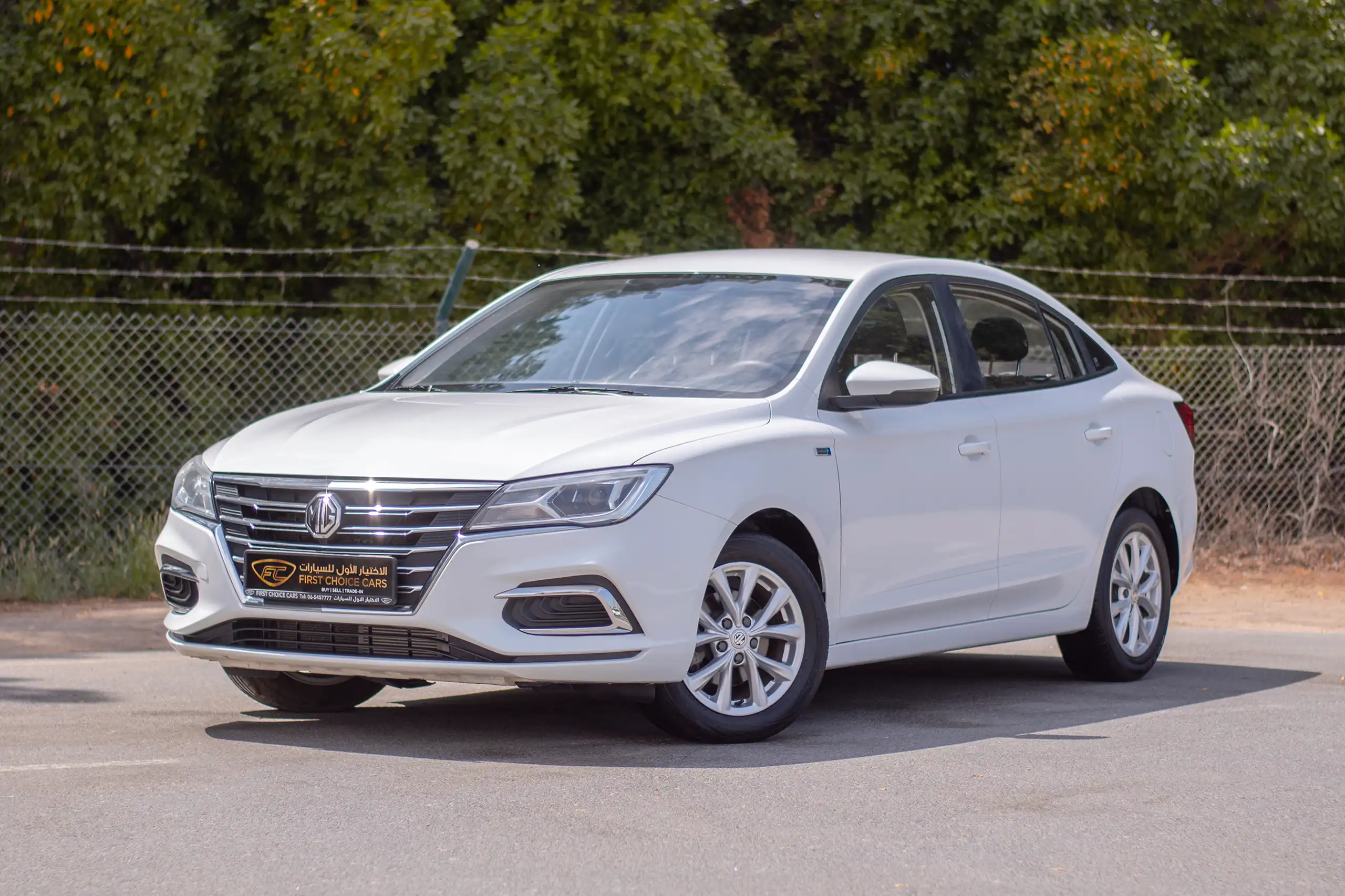 Used 2022 MG 5 Comfort White – Left Front Diagonal (45°) View at First Choice Cars Sharjah