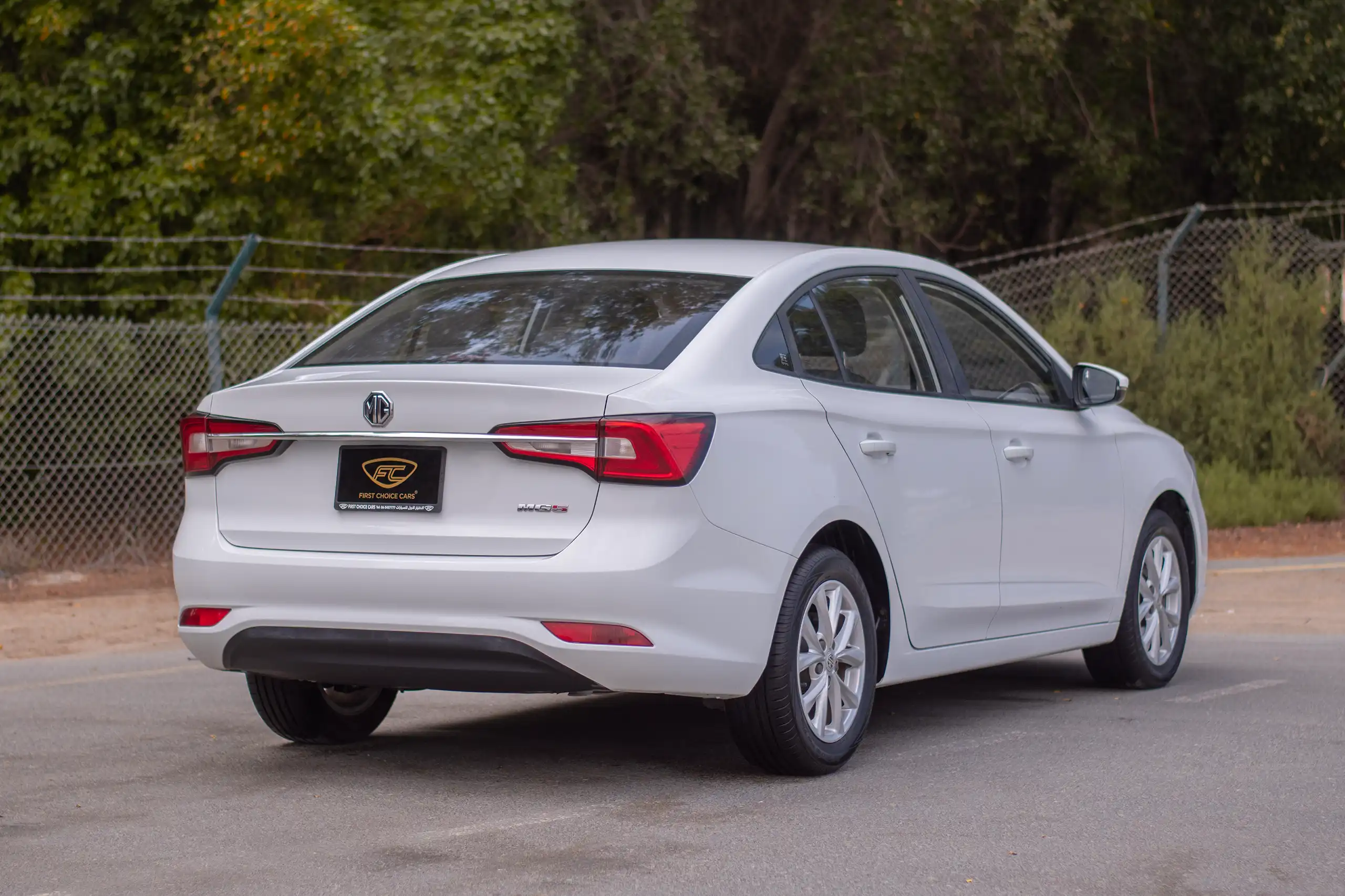 Used 2022 MG 5 Comfort White – Right Back Diagonal (45°) View at First Choice Cars Sharjah