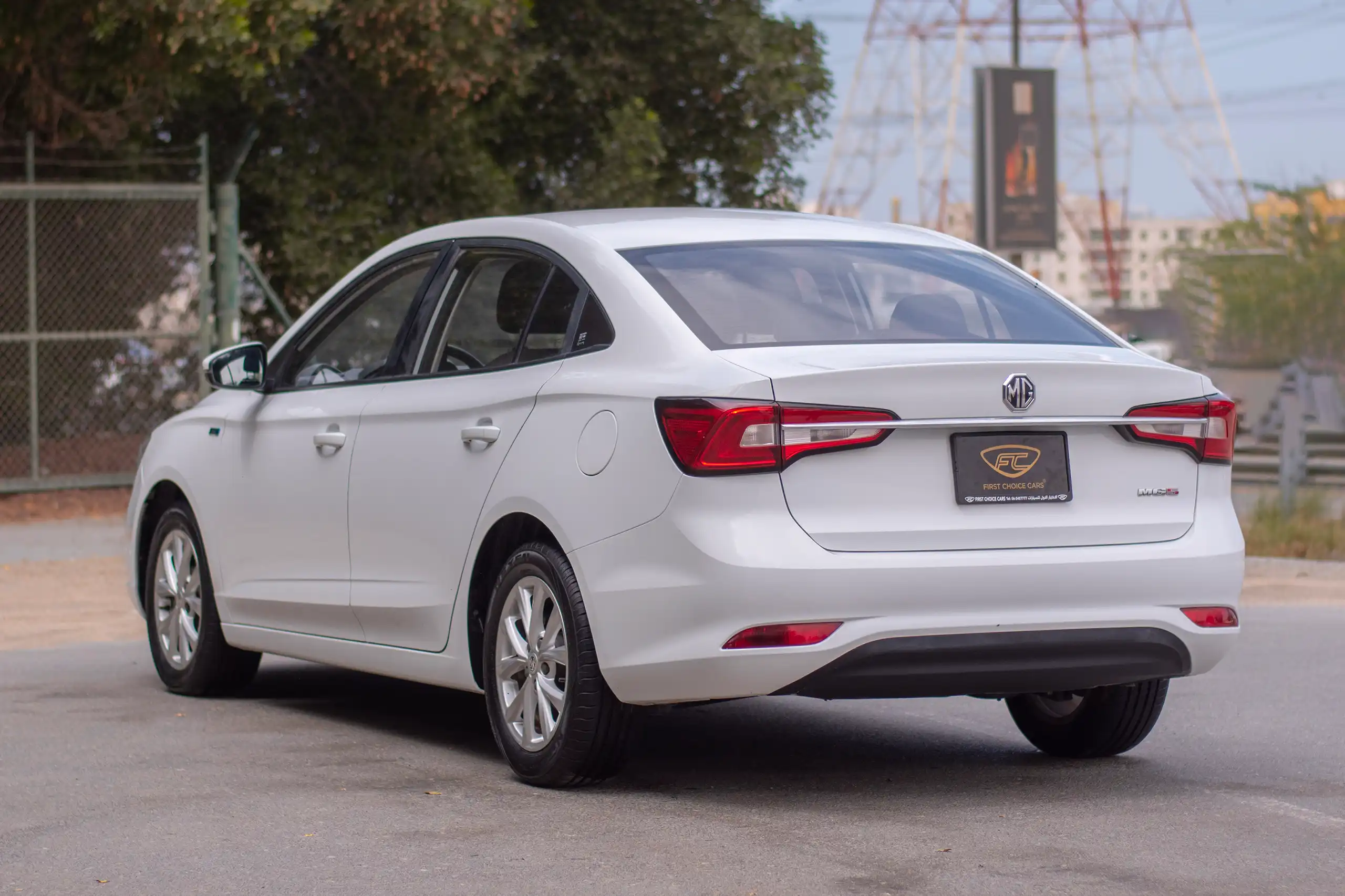 Used 2022 MG 5 Comfort White – Left Back Diagonal (45°) View at First Choice Cars Sharjah