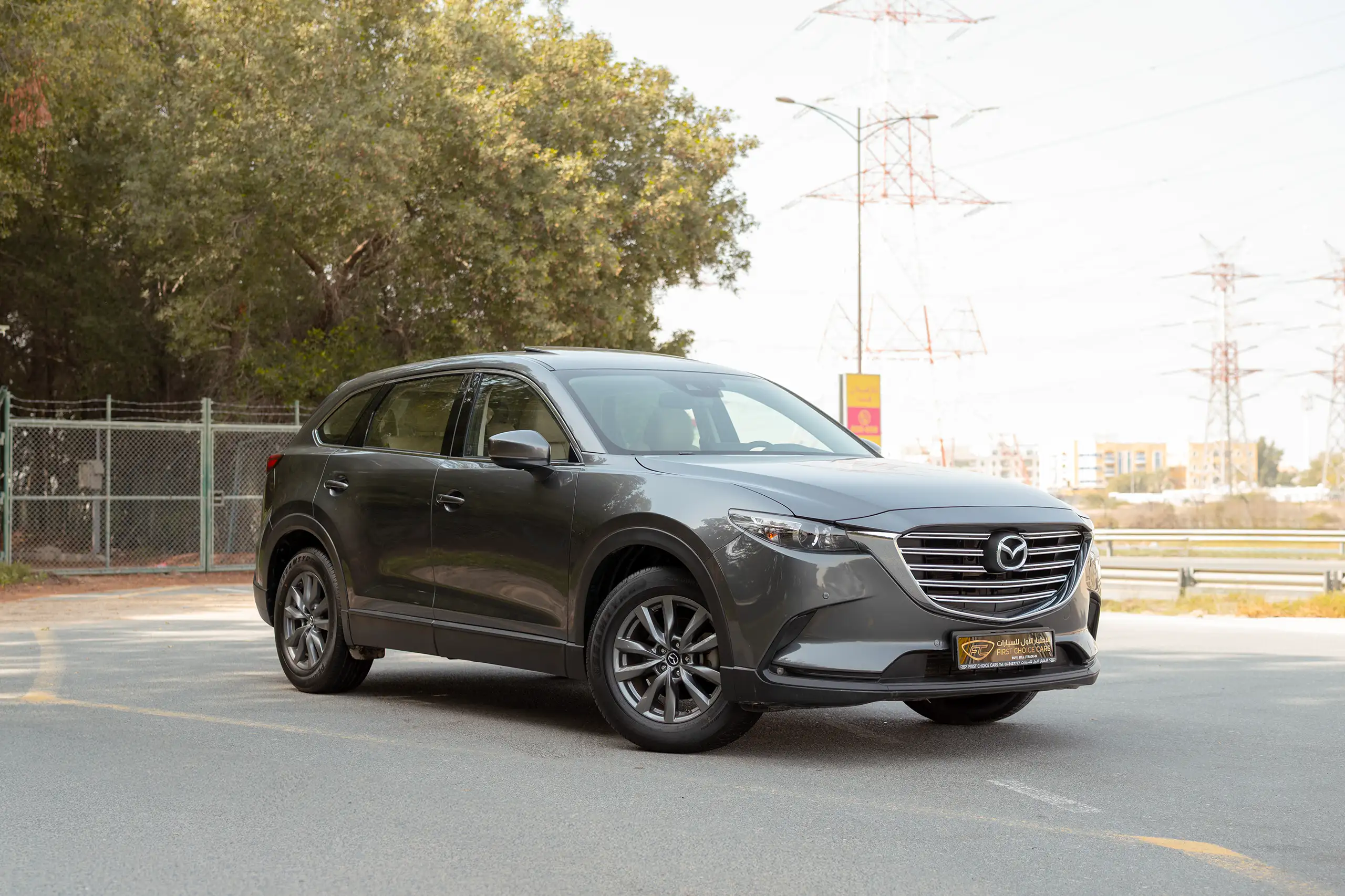 Used 2020 Mazda CX-9 GT Grey – Right Front Diagonal (45°) View at First Choice Cars Sharjah