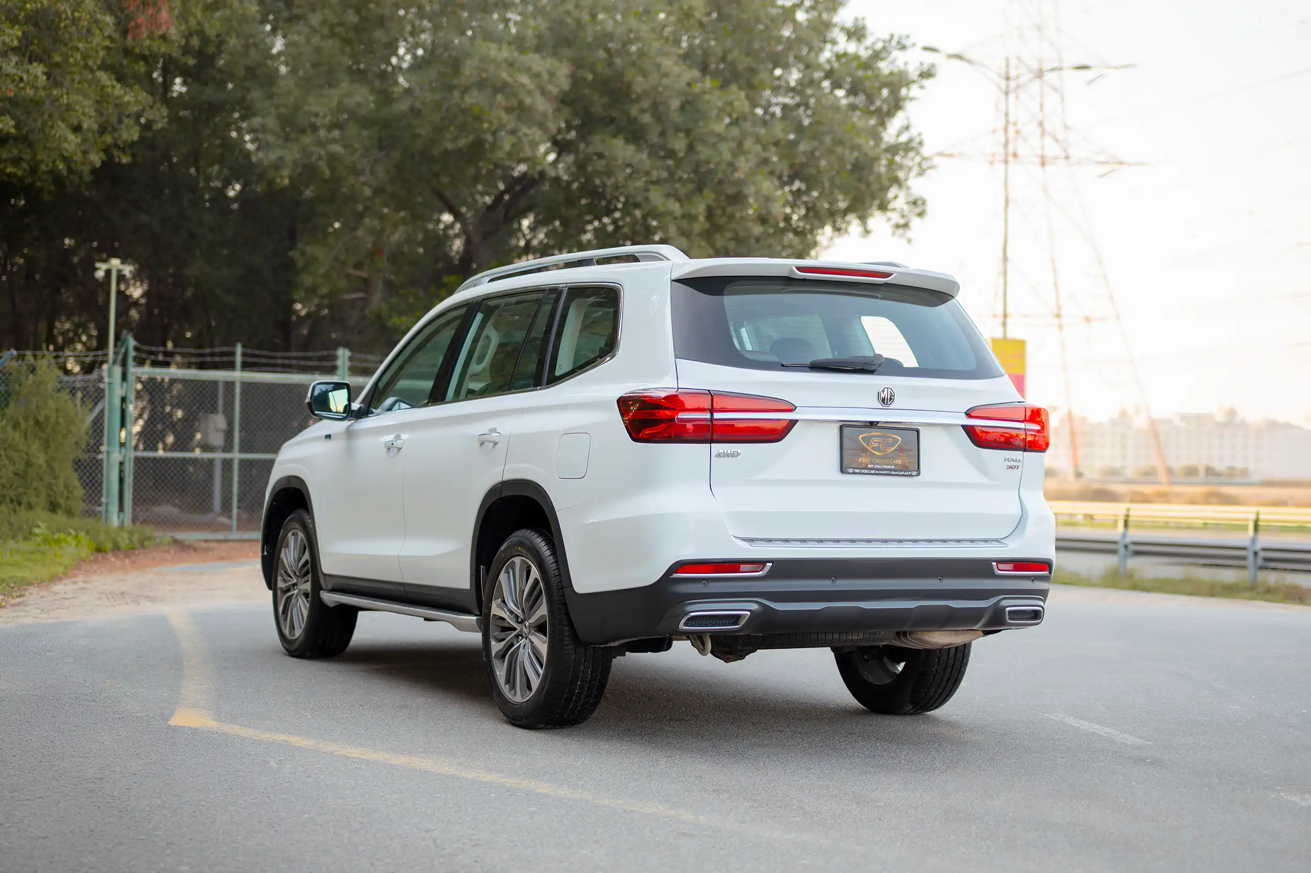 Used 2021 MG RX8 Luxury White – Left Back Diagonal (45°) View at First Choice Cars Sharjah