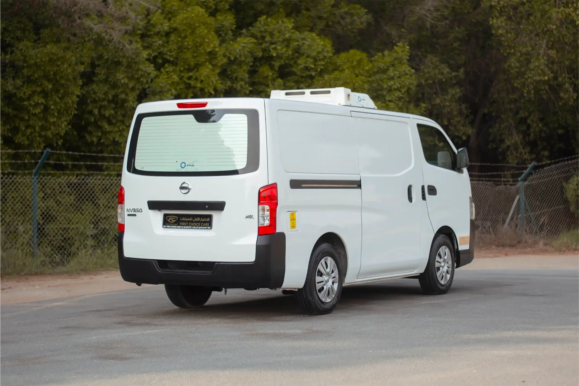Used 2021 Nissan Urvan Standard Roof in White – Right Back Diagonal (45°) View for Sale at First Choice Cars Dubai Sharjah