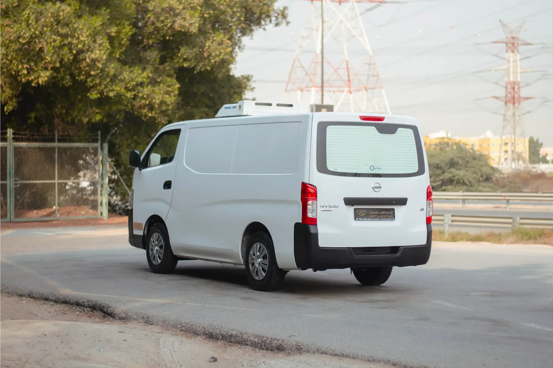 Used 2021 Nissan Urvan Standard Roof in White – Left Back Diagonal (45°) View for Sale at First Choice Cars Dubai Sharjah