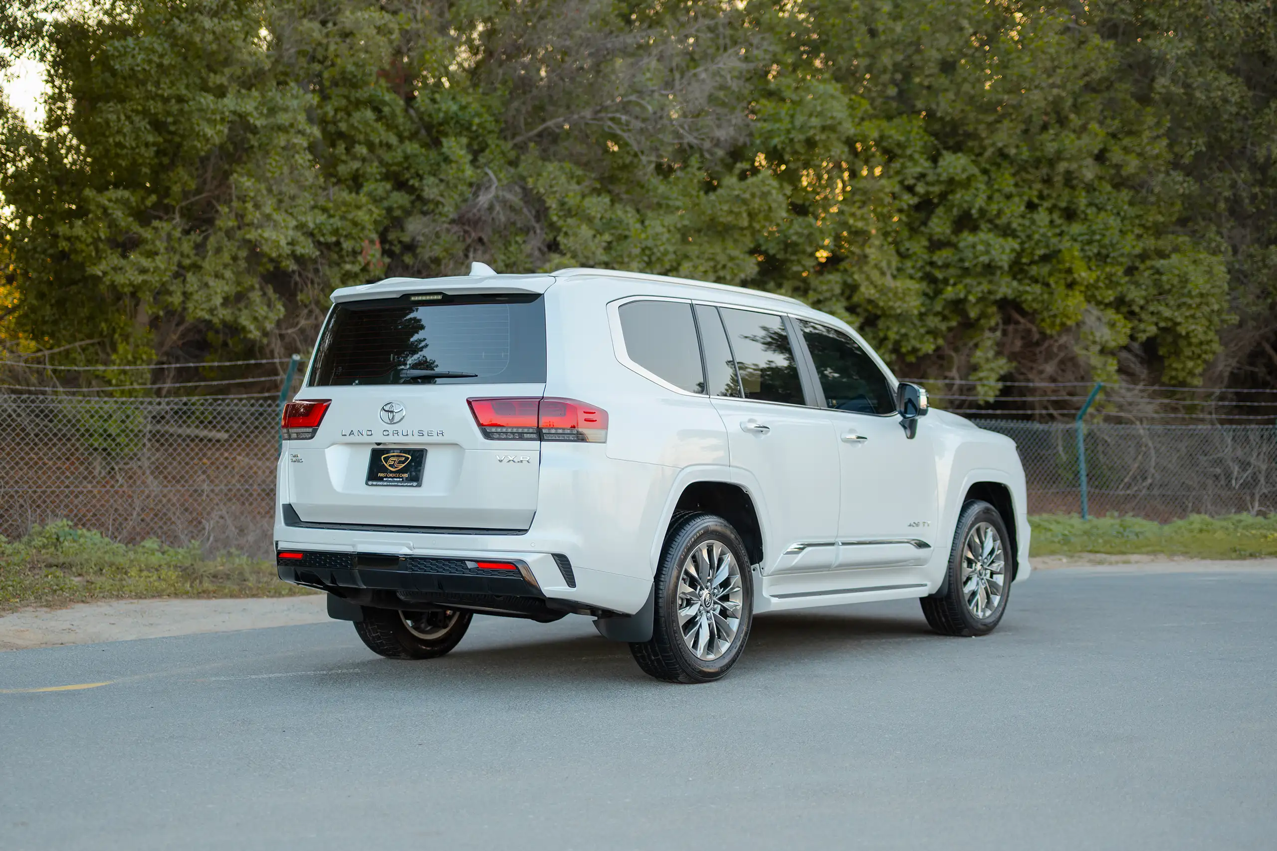 Used 2025 Toyota Land Cruiser VXR White – Right Back Diagonal (45°) View at First Choice Cars Sharjah