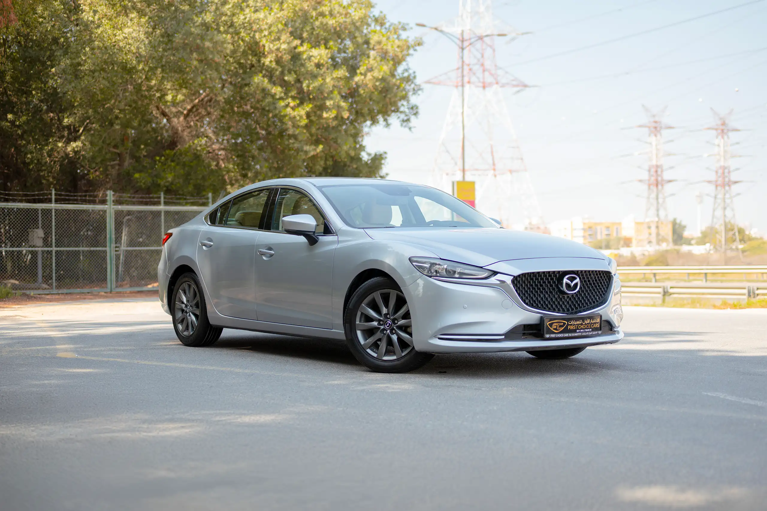 Used 2021 Mazda 6 S Grade Silver – Right Front Diagonal (45°) View at First Choice Cars Sharjah