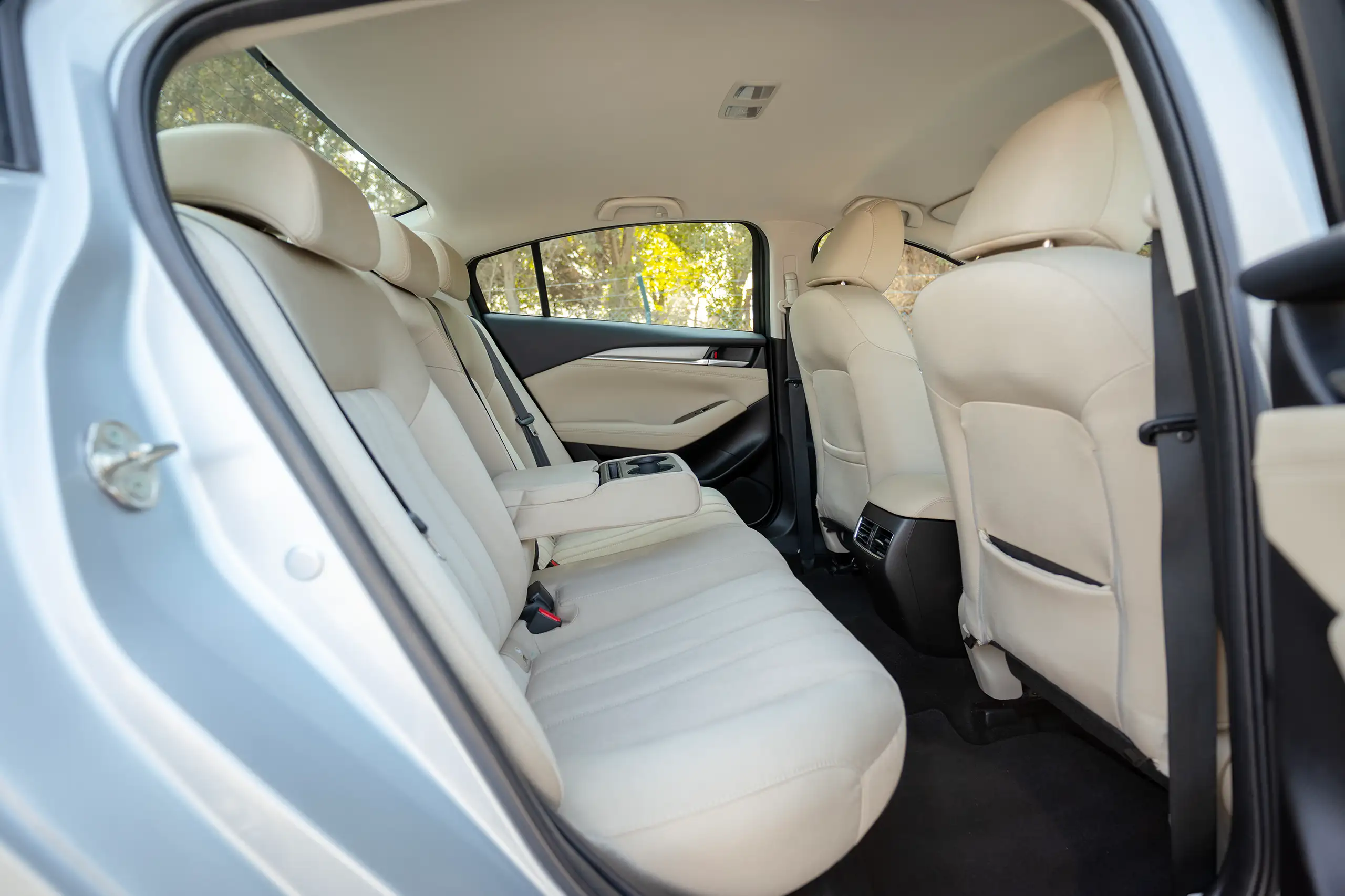 Used 2021 Mazda 6 S Grade Silver – Rear Passenger Side Cabin View at First Choice Cars Sharjah