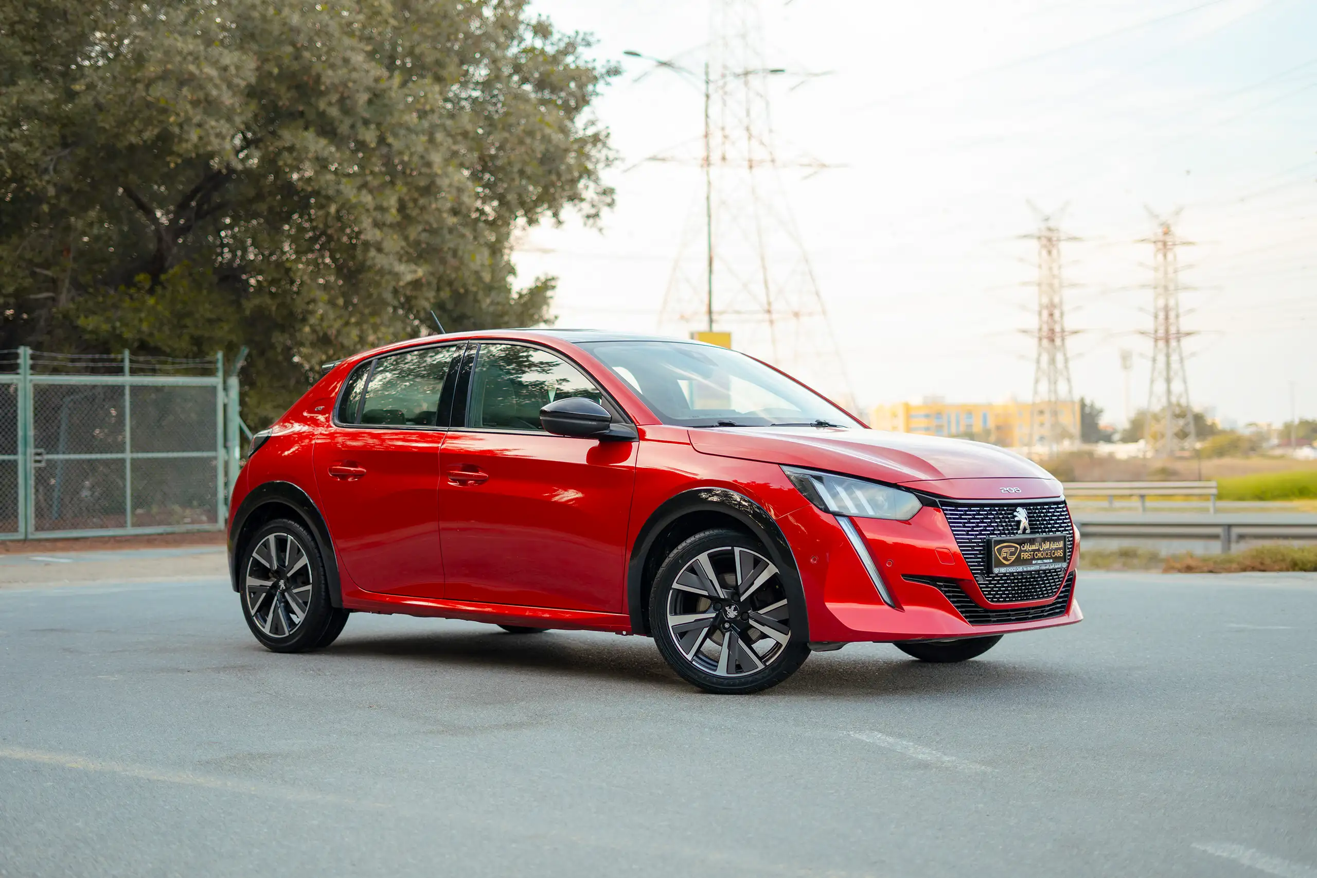 Used 2023 Peugeot 208 GT Red – Right Front Diagonal (45°) View at First Choice Cars Sharjah