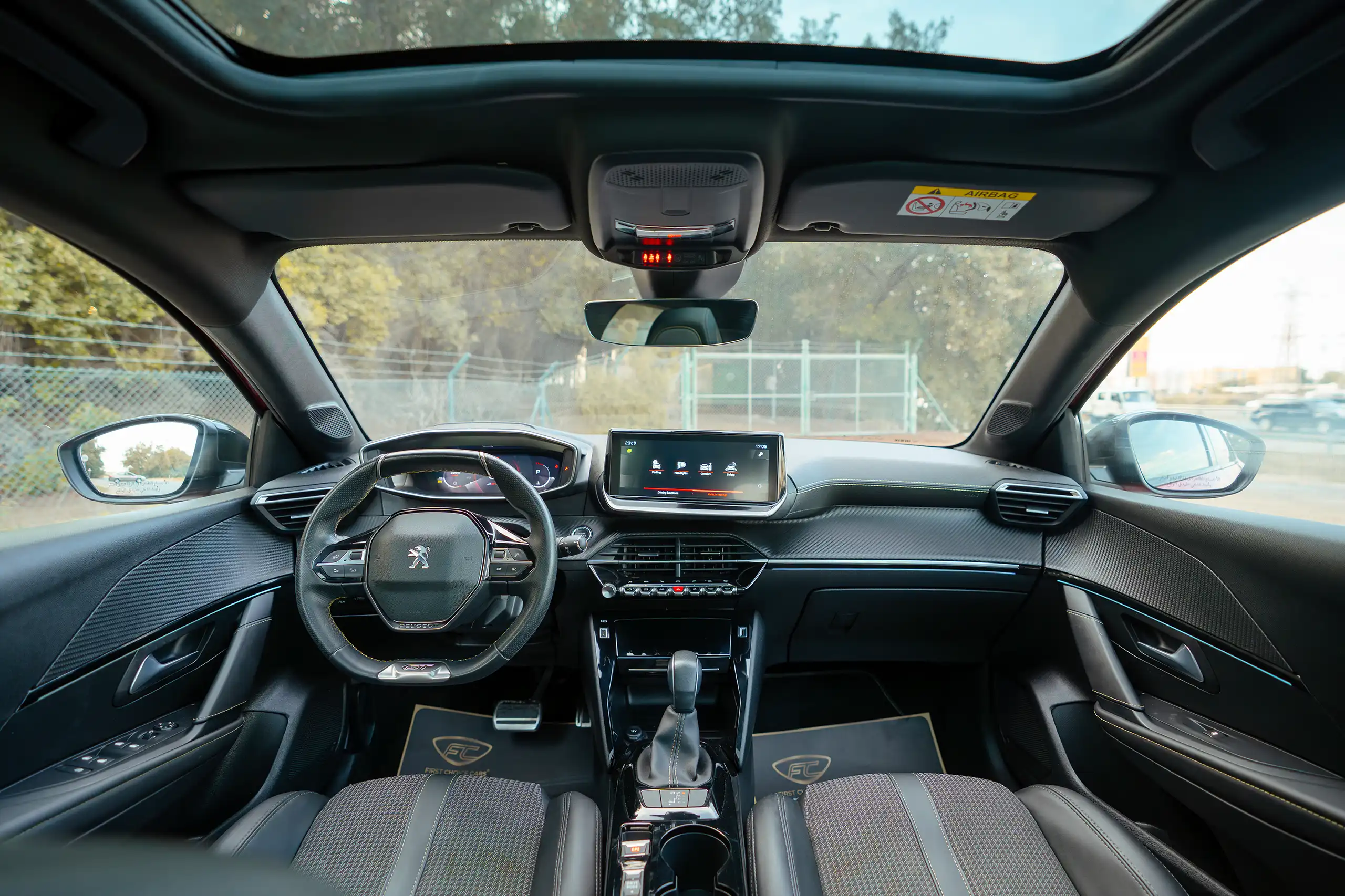 Used 2023 Peugeot 208 GT Red – Front Cabin / Dashboard Full View at First Choice Cars Sharjah