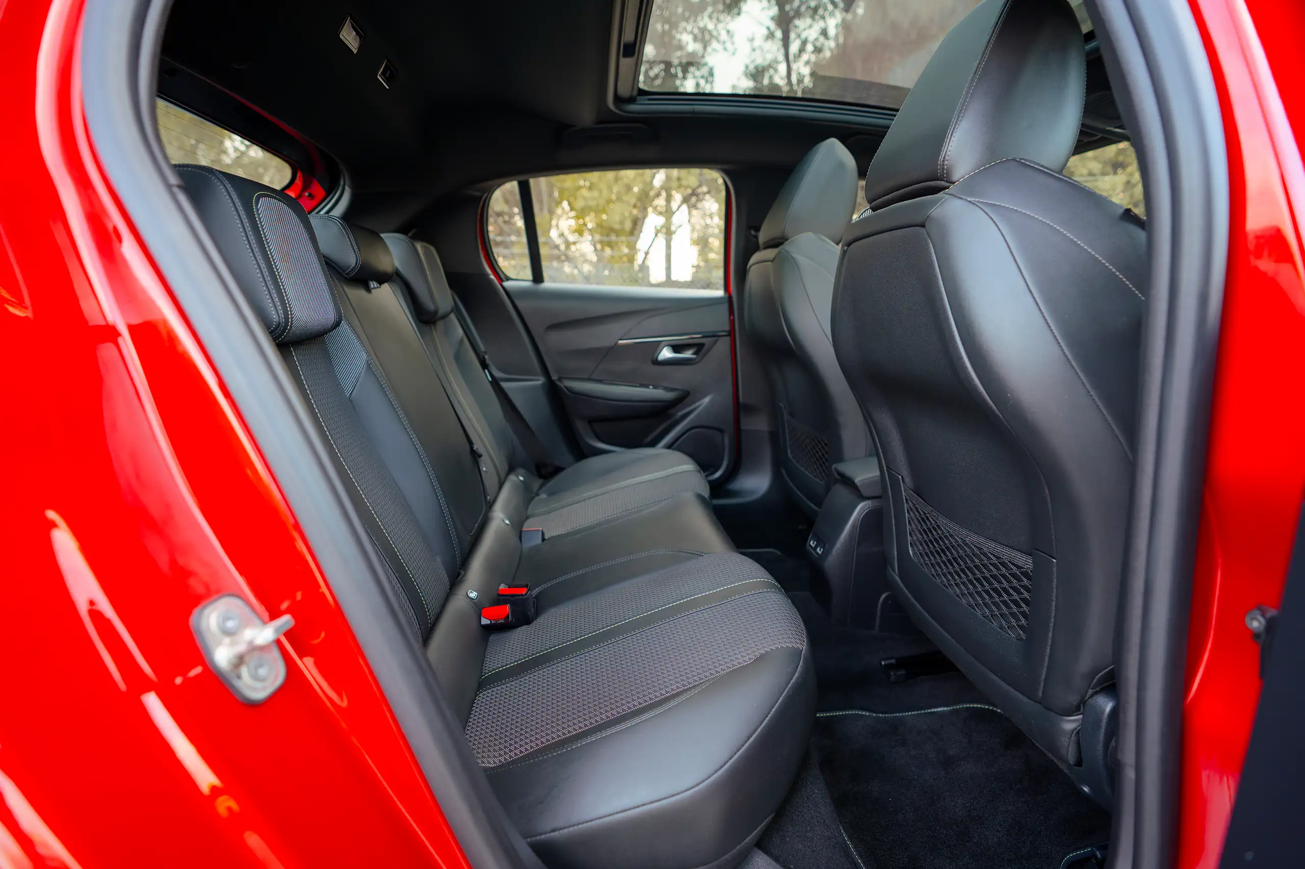 Used 2023 Peugeot 208 GT Red – Rear Passenger Side Cabin View at First Choice Cars Sharjah