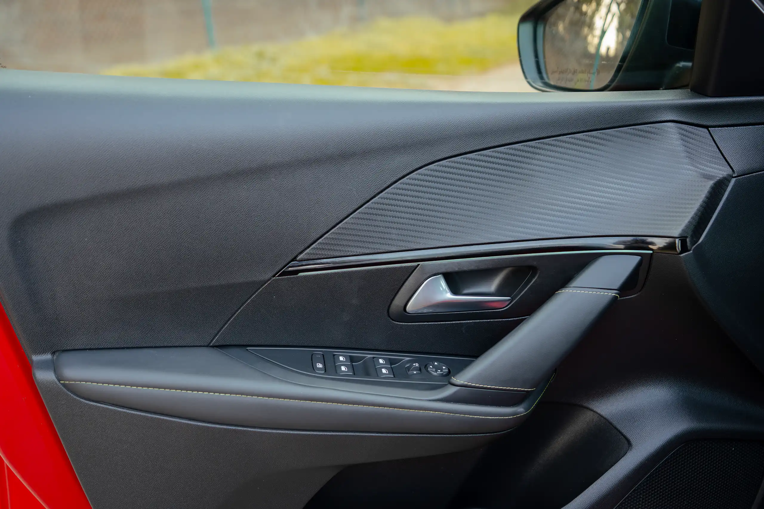 Used 2023 Peugeot 208 GT Red – Driver Door Panel Full View at First Choice Cars Sharjah