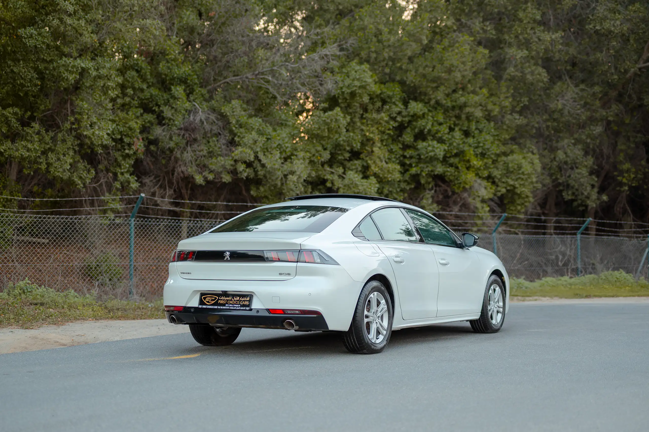 Used 2023 Peugeot 508 Allure in White – Right Back Diagonal (45°) View for Sale at First Choice Cars Dubai Sharjah