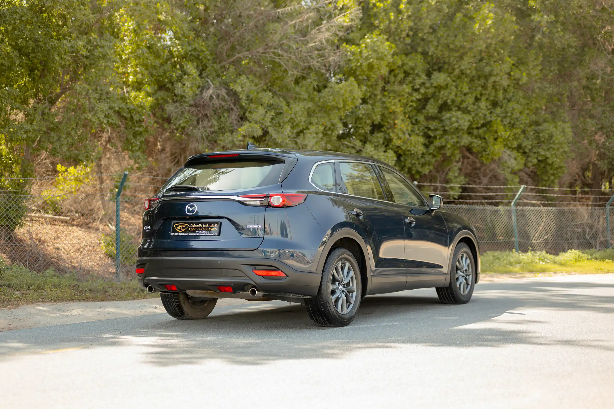 Used 2023 Mazda CX-9 GT in Blue – Right Back Diagonal (45°) View for Sale at First Choice Cars Dubai Sharjah