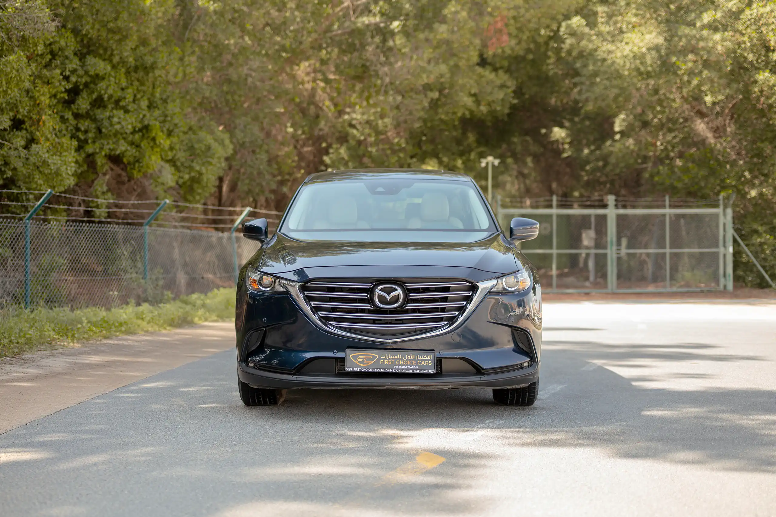 Used 2023 Mazda CX-9 GT in Blue – Front View for Sale at First Choice Cars Dubai Sharjah