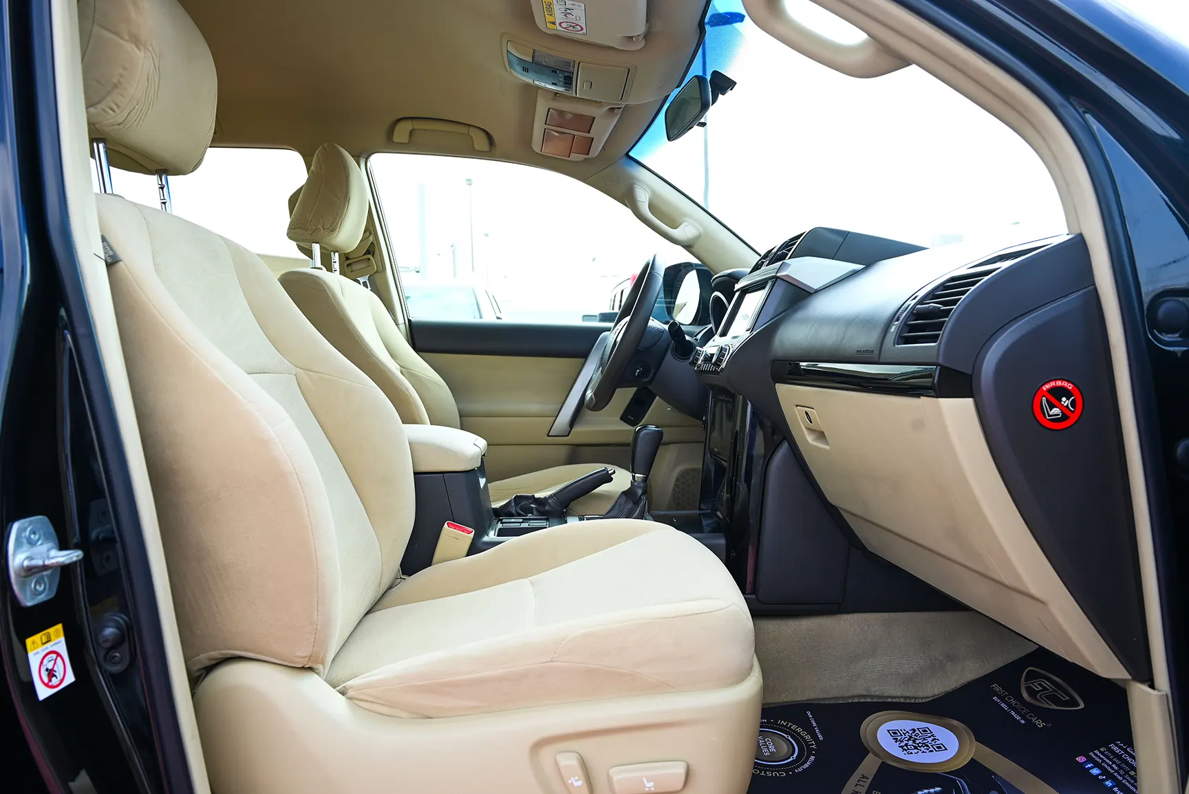 Used 2014 Toyota Prado Gxr Black – Front Passenger Side Cabin View at First Choice Cars Sharjah