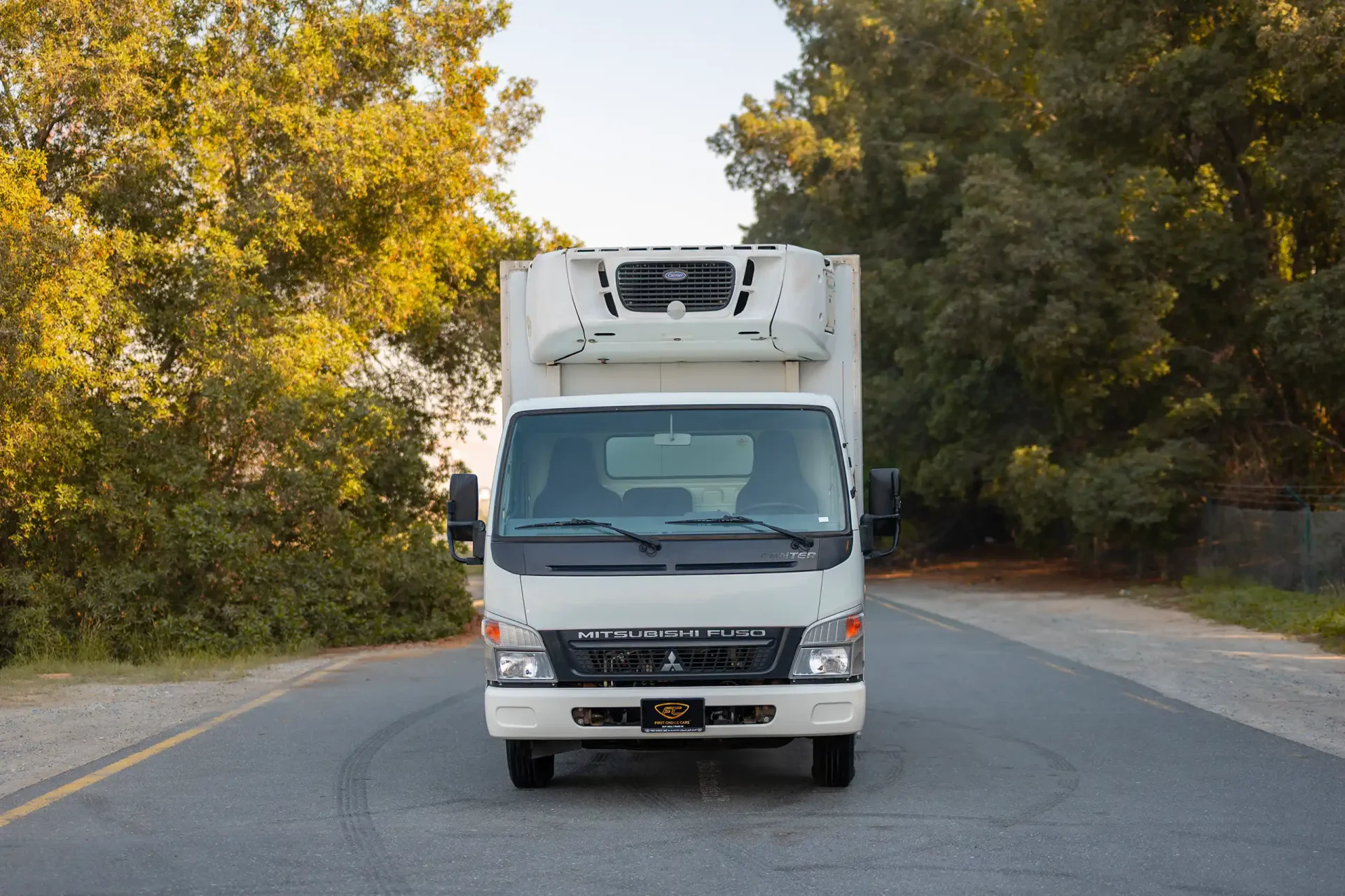 Used 2016 Mitsubishi Canter Freezer Box in White – Front View for Sale at First Choice Cars Dubai Sharjah