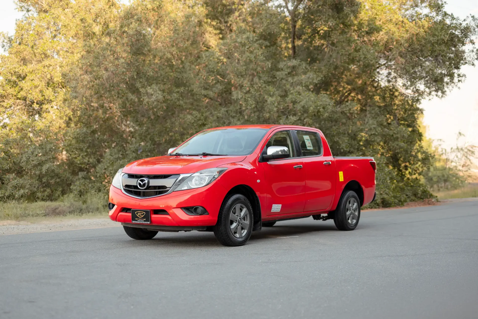 Used 2019 Mazda BT-50 XS in Red – Left Front Diagonal (45°) View for Sale at First Choice Cars Dubai Sharjah