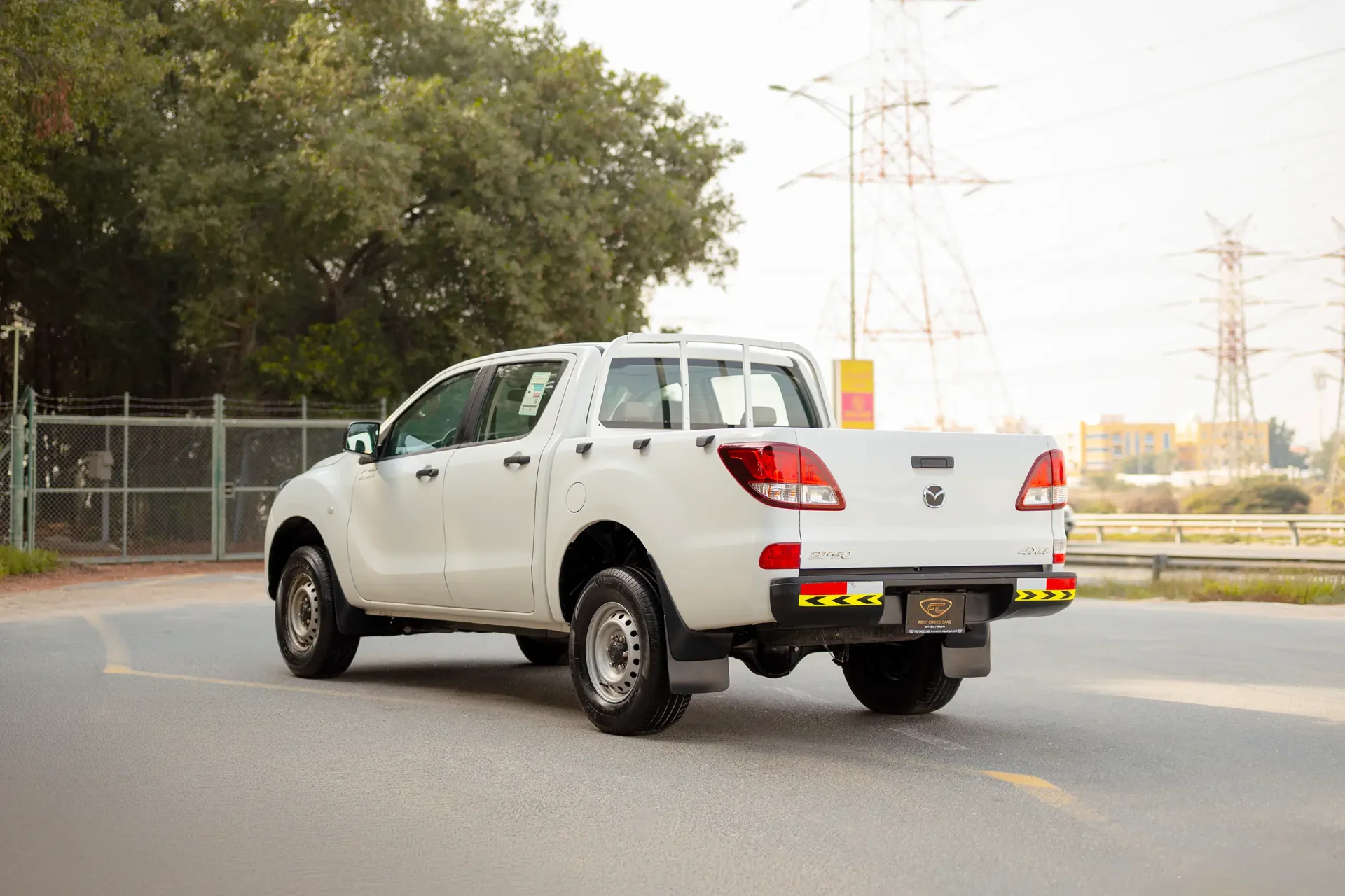 Used 2020 Mazda BT-50 XS in White – Left Back Diagonal (45°) View for Sale at First Choice Cars Dubai Sharjah