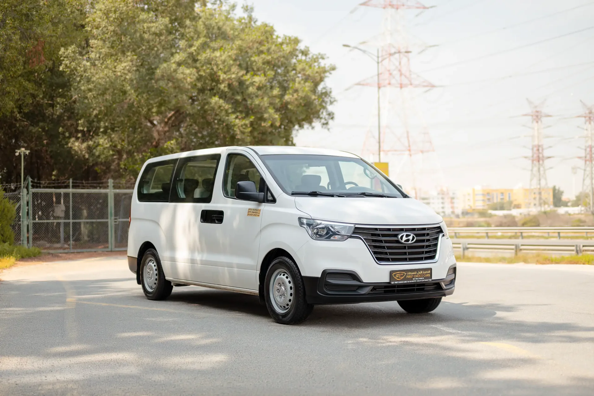 Used 2021 Hyundai H1 12-Seater Wagon in White – Right Front Diagonal (45°) View for Sale at First Choice Cars Dubai Sharjah