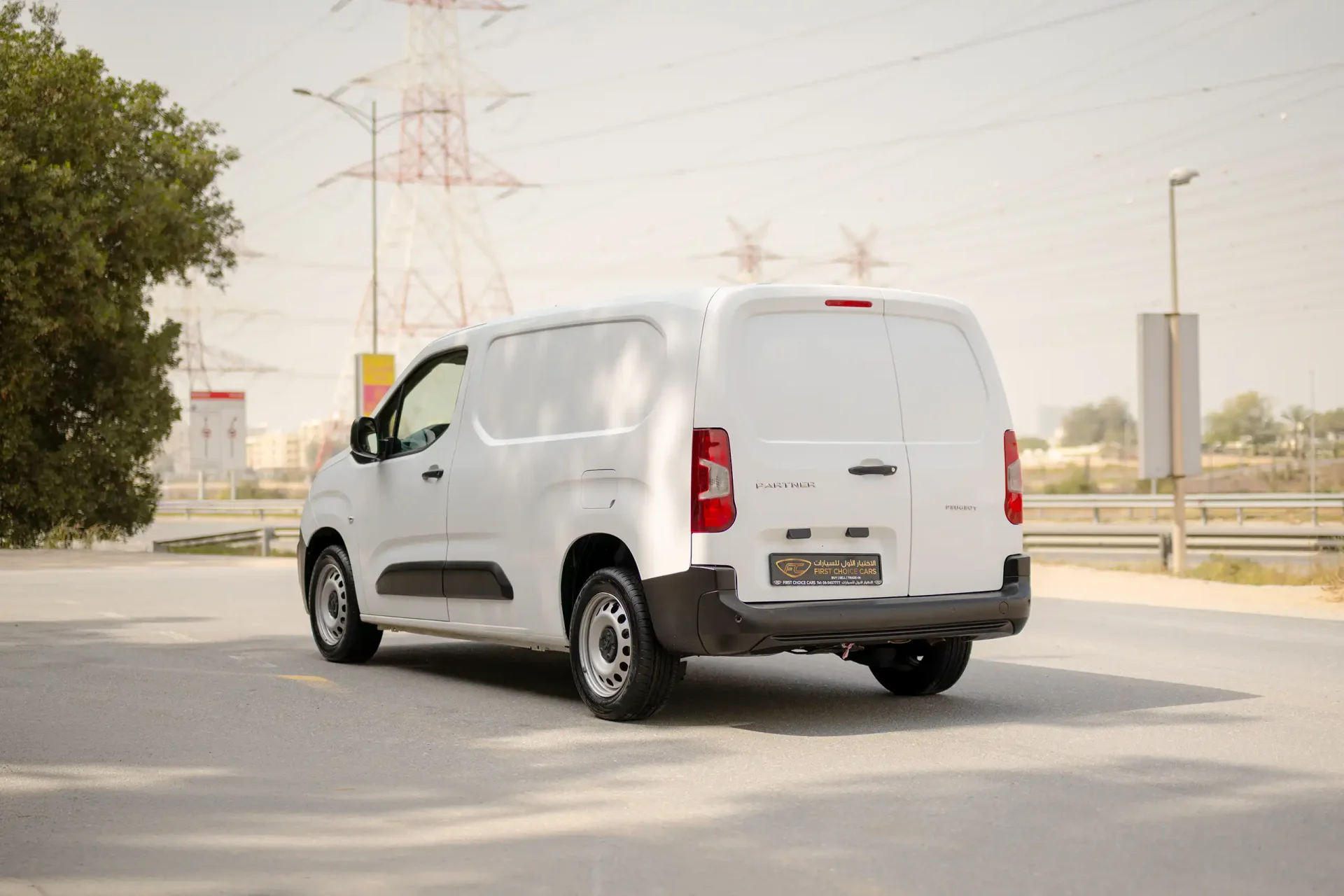 Used 2022 Peugeot Partner Standard in White – Left Back Diagonal (45°) View for Sale at First Choice Cars Dubai Sharjah
