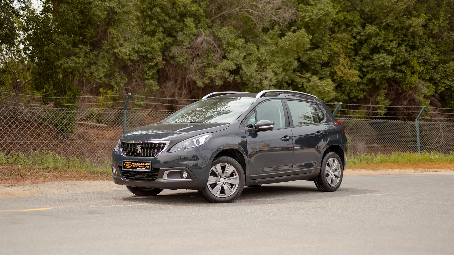 Used 2020 Peugeot 2008 Active in Black – Left Front Diagonal (45°) View for Sale at First Choice Cars Dubai Sharjah