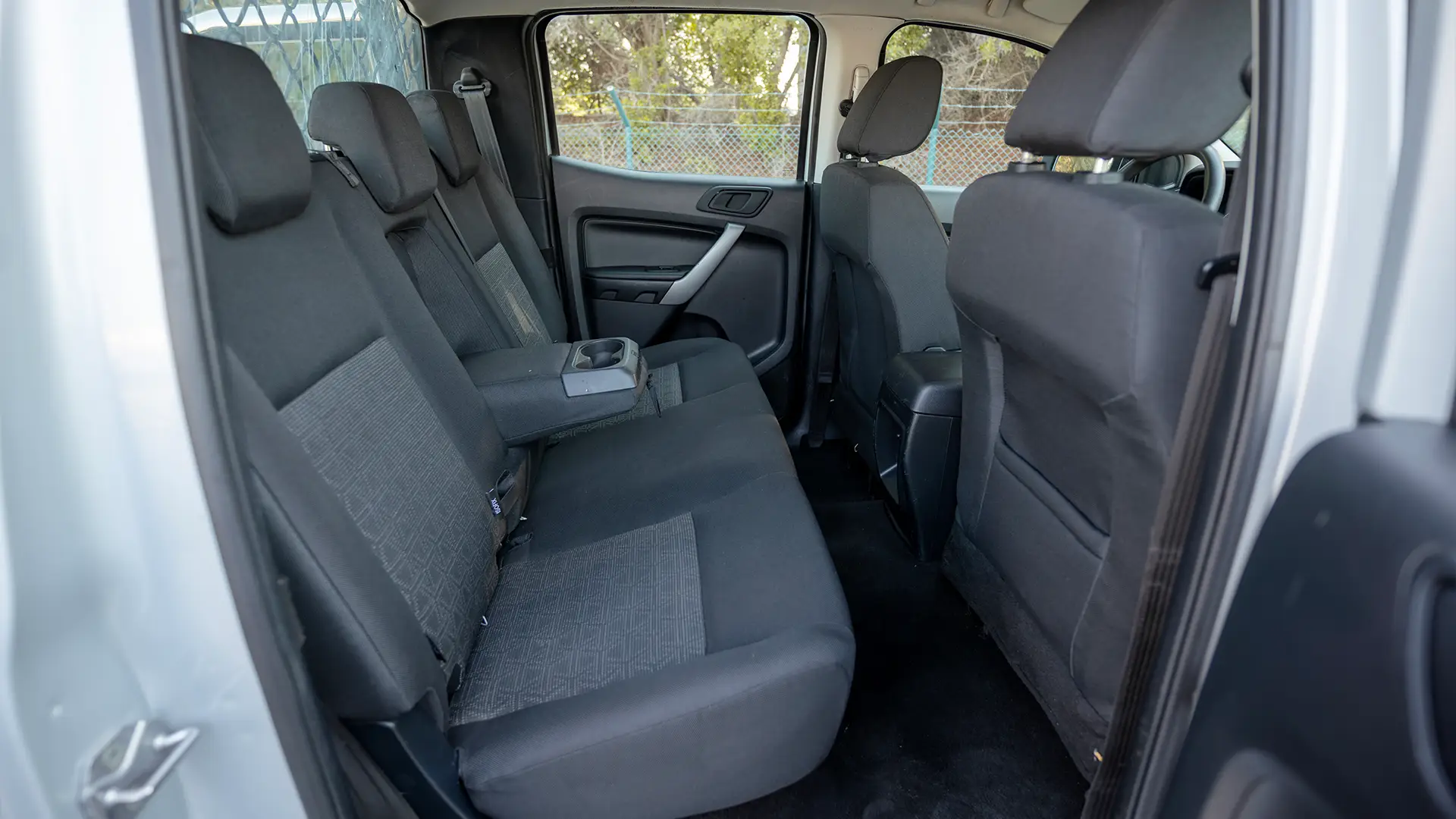 Used 2021 Ford Ranger XL in Silver – Rear Passenger Side Cabin View for Sale at First Choice Cars Dubai Sharjah