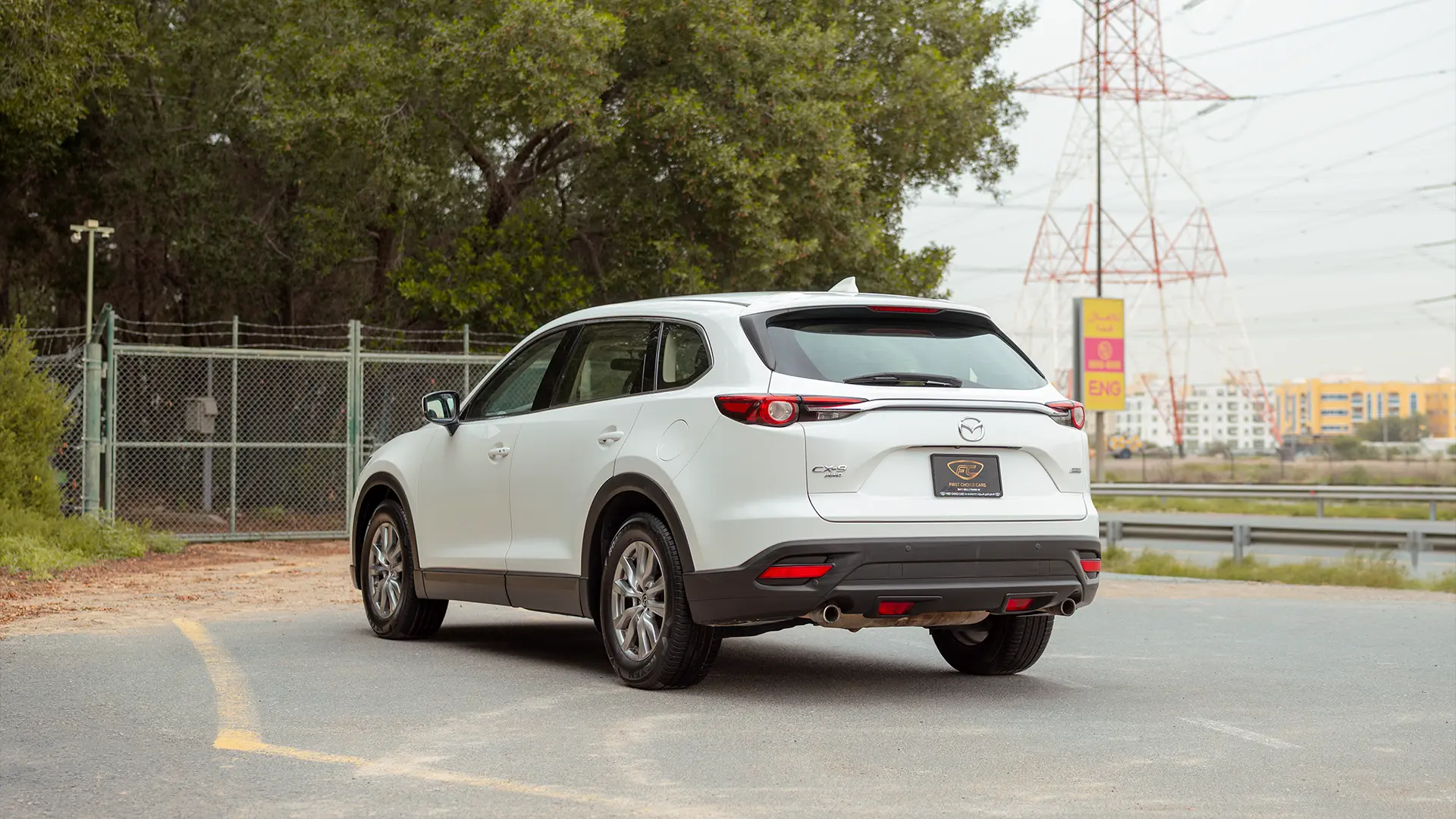 Used 2020 Mazda CX-9 GT in White – Left Back Diagonal (45°) View for Sale at First Choice Cars Dubai Sharjah
