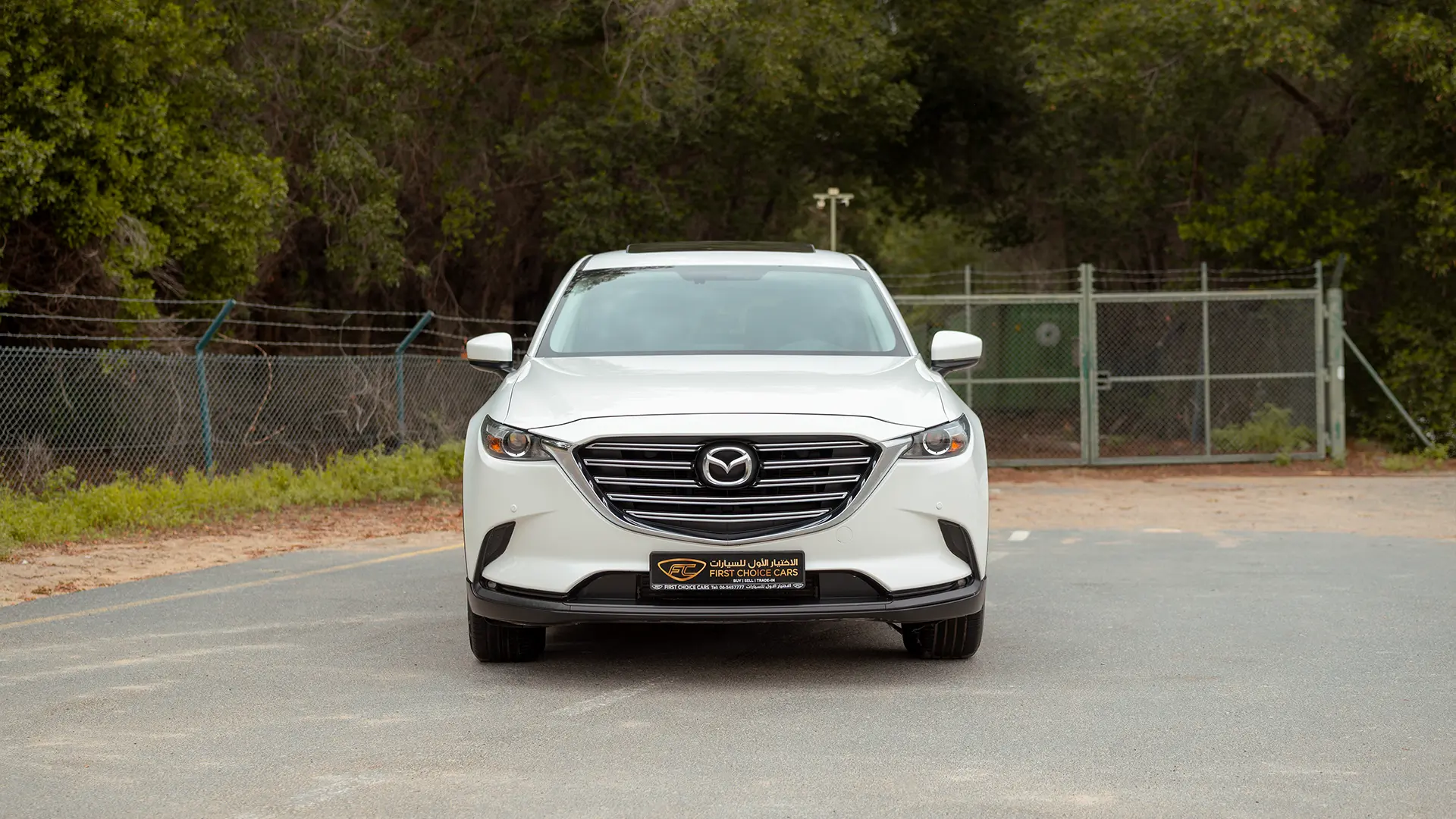 Used 2020 Mazda CX-9 GT in White – Front View for Sale at First Choice Cars Dubai Sharjah