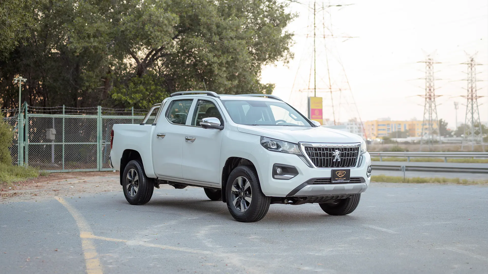 Used 2023 Peugeot Landtrek Double Cabin in White – Right Front Diagonal (45°) View for Sale at First Choice Cars Dubai Sharjah