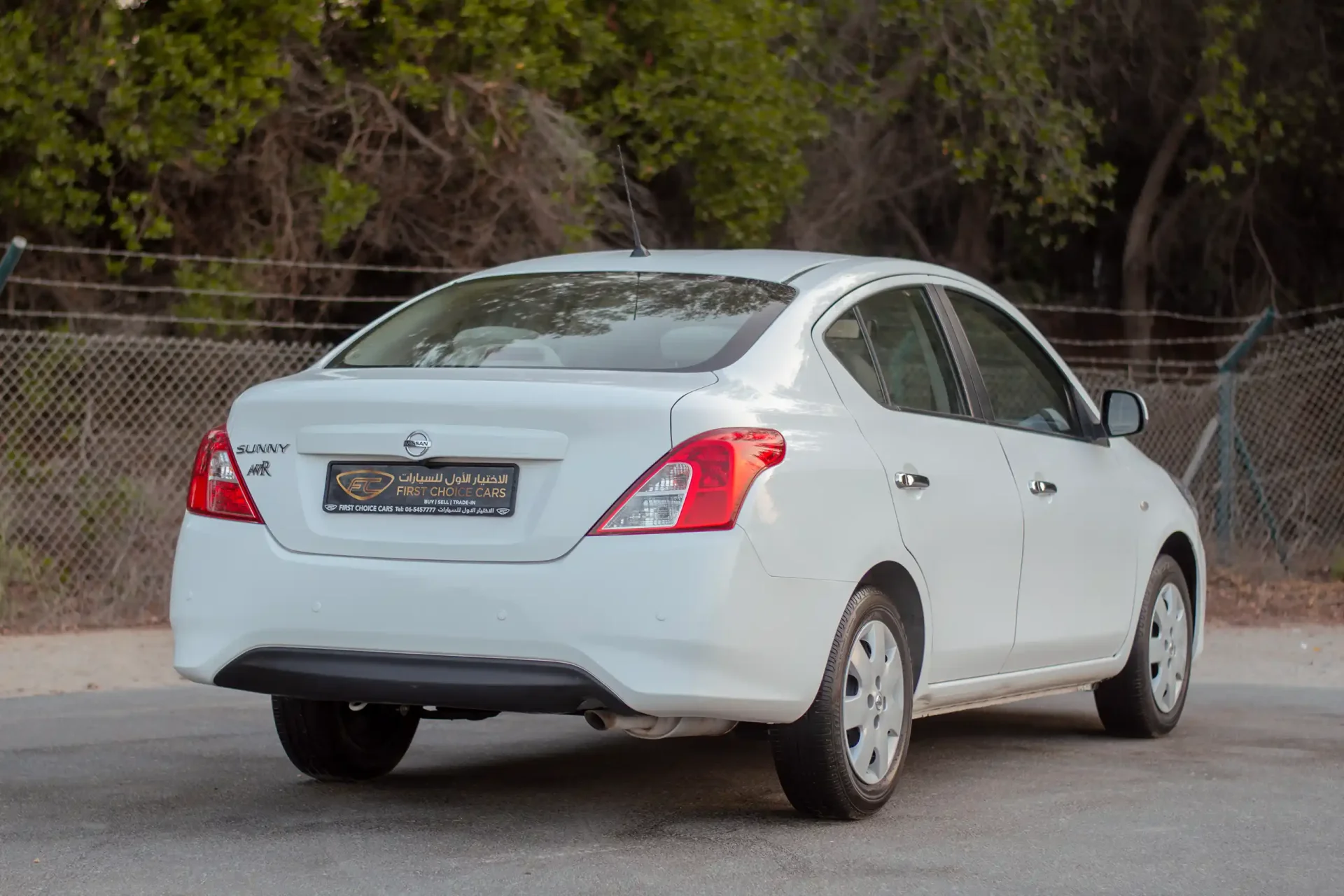 Used 2023 Nissan Sunny SV in White – Right Back Diagonal (45°) View for Sale at First Choice Cars Dubai Sharjah