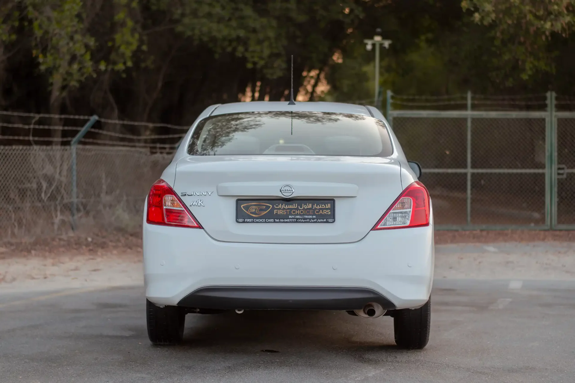 Used 2023 Nissan Sunny SV in White – Back/Rear View for Sale at First Choice Cars Dubai Sharjah