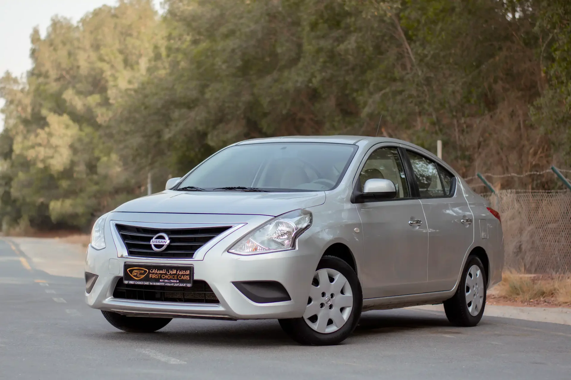 Used 2022 Nissan Sunny SV in Silver – Left Front Diagonal (45°) View for Sale at First Choice Cars Dubai Sharjah