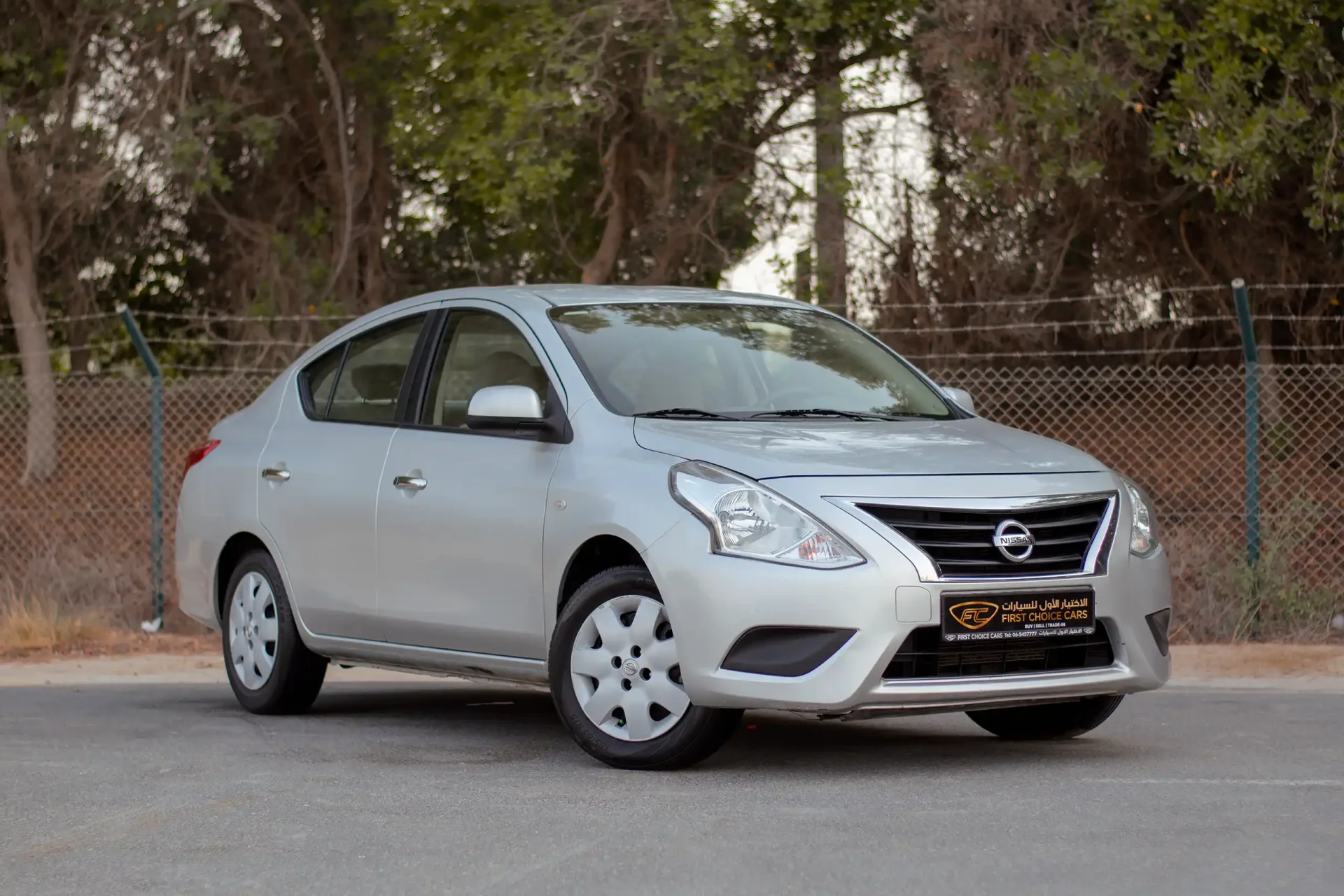 Used 2022 Nissan Sunny SV in Silver – Right Front Diagonal (45°) View for Sale at First Choice Cars Dubai Sharjah