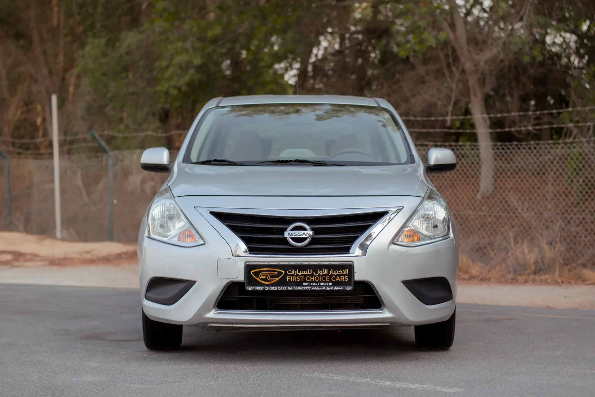 Used 2022 Nissan Sunny SV in Silver – Front View for Sale at First Choice Cars Dubai Sharjah