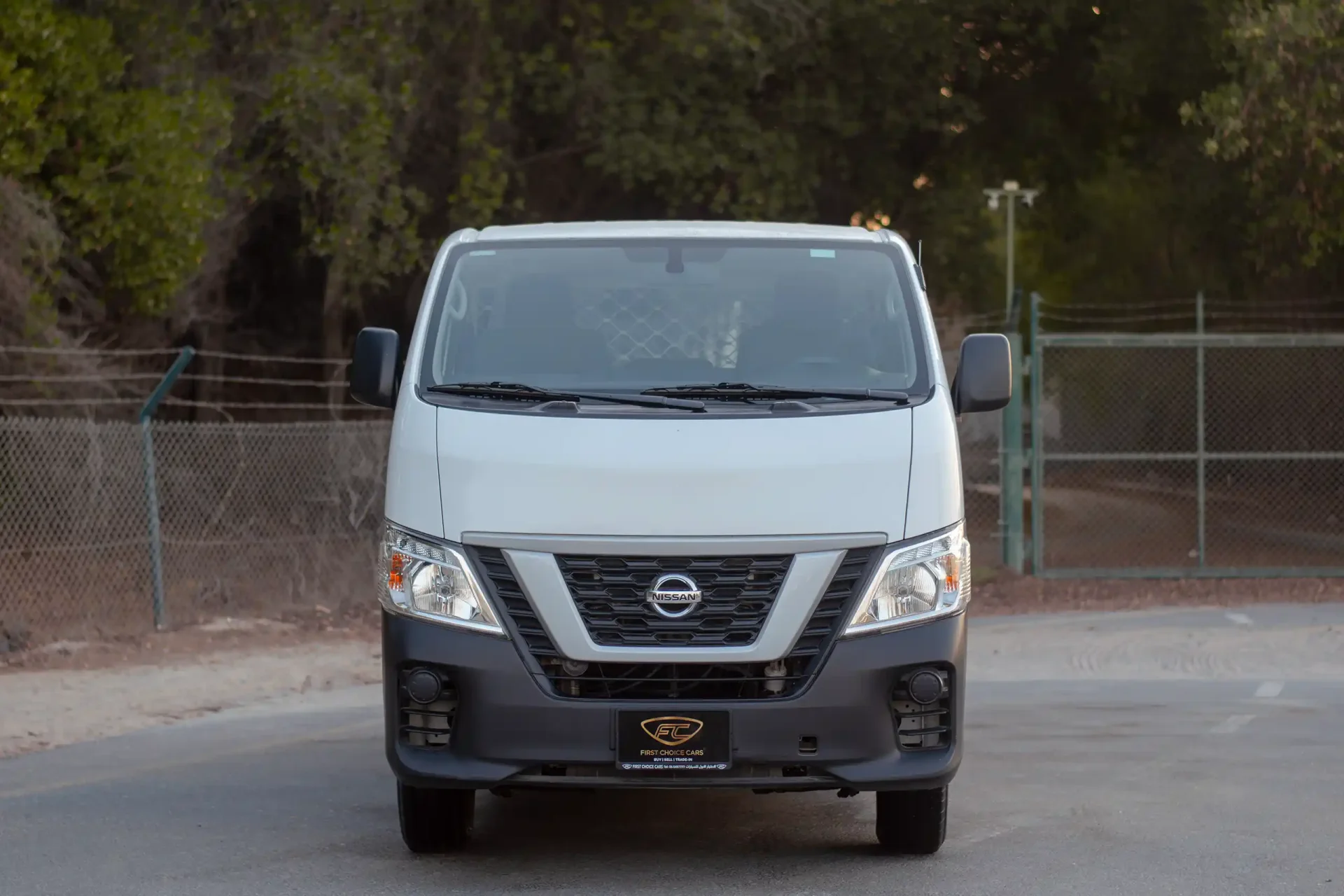 Used 2022 Nissan Urvan Standard Roof in White – Front View for Sale at First Choice Cars Dubai Sharjah