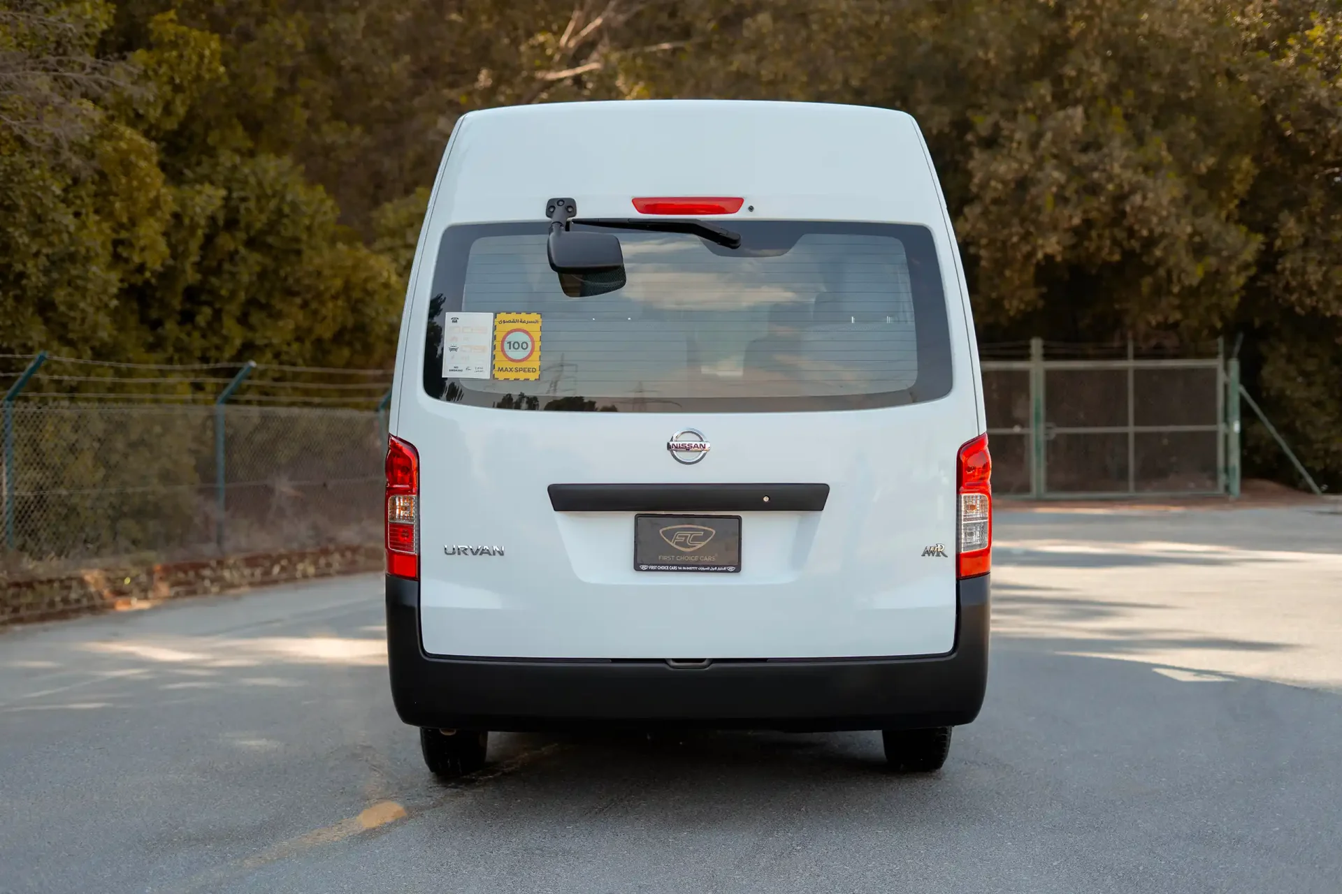 Used 2021 Nissan Urvan High Roof in White – Back/Rear View for Sale at First Choice Cars Dubai Sharjah