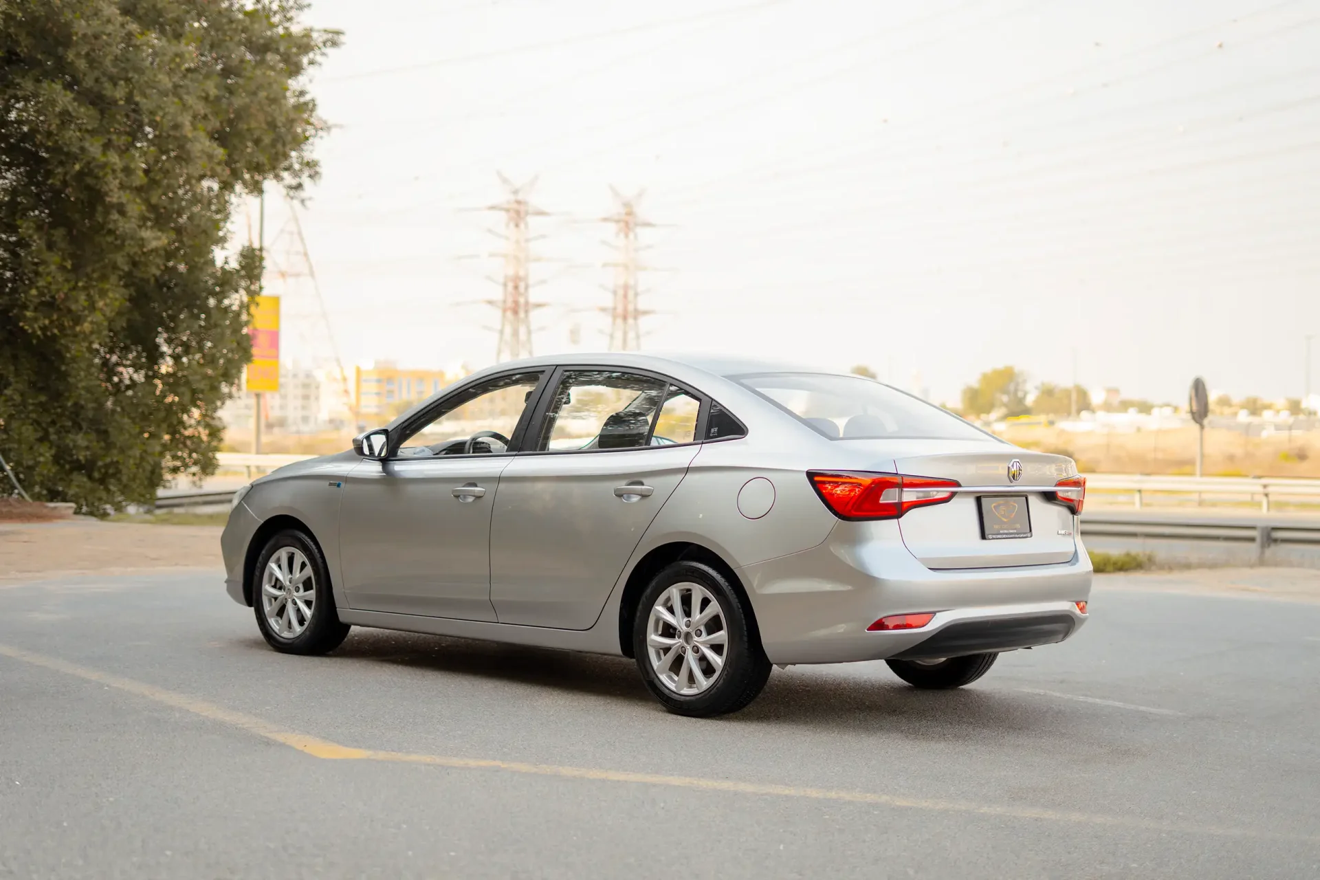 Used 2022 MG 5 Comfort in Silver – Left Back Diagonal (45°) View for Sale at First Choice Cars Dubai Sharjah
