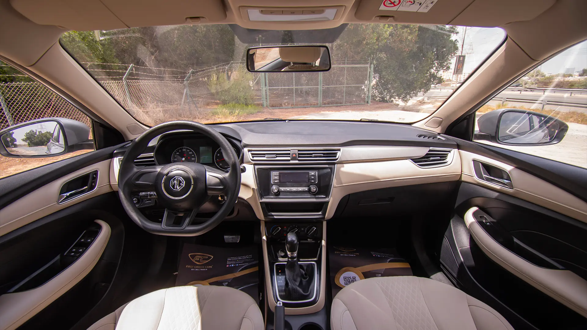Used 2022 MG 5 Comfort in Silver – Front Cabin / Dashboard Full View for Sale at First Choice Cars Dubai Sharjah